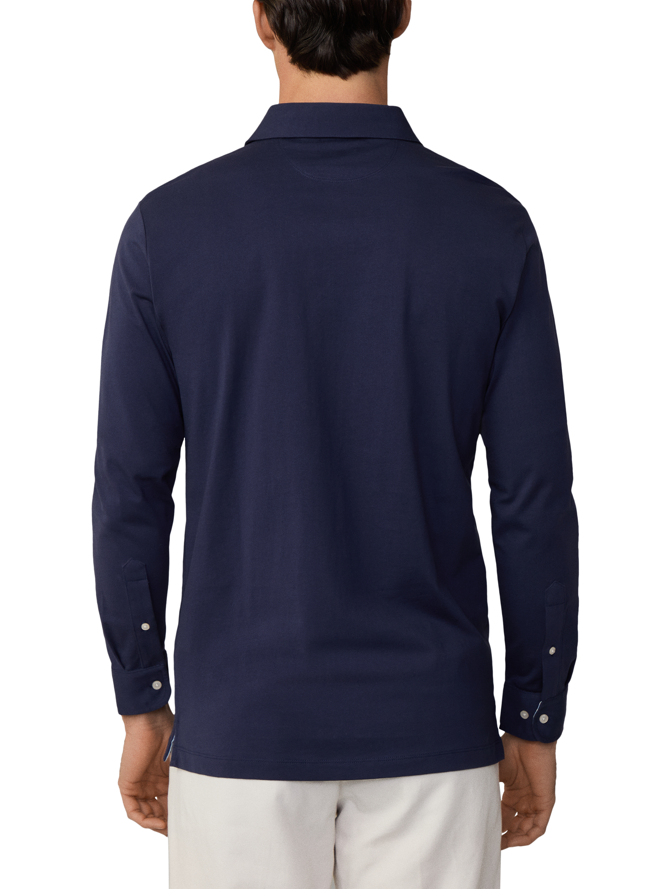 Product image 3 of 7, which shows Hackett London Cotton Classic Fit Long Sleeve Polo Shirt, Ink Blue, XS