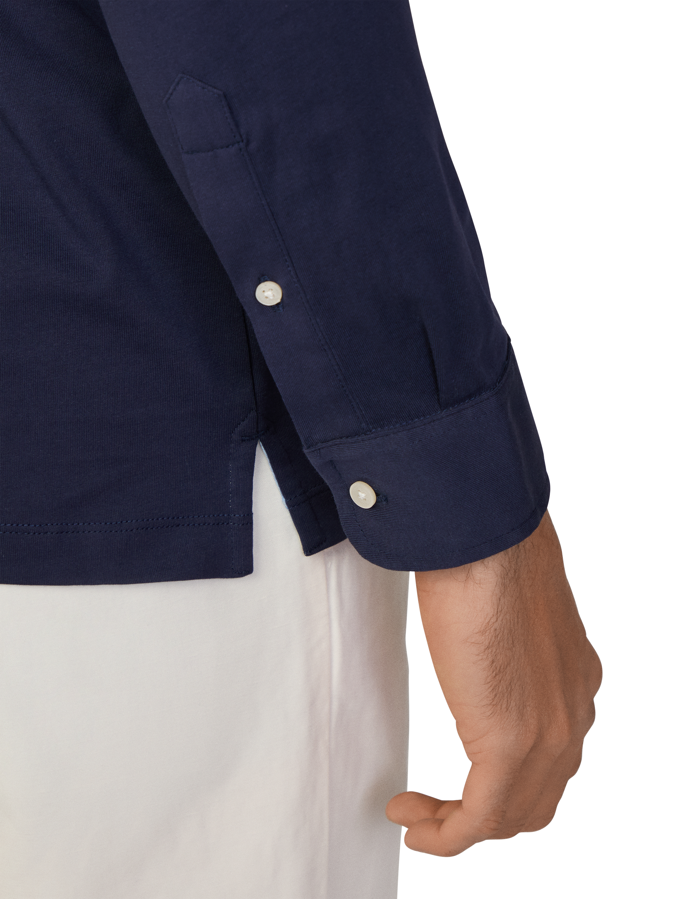Product image 5 of 7, which shows Hackett London Cotton Classic Fit Long Sleeve Polo Shirt, Ink Blue, XS