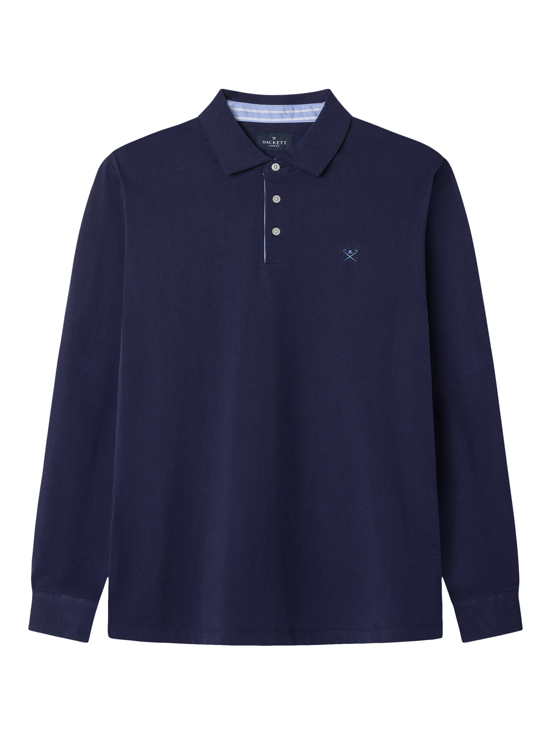 Product image 6 of 7, which shows Hackett London Cotton Classic Fit Long Sleeve Polo Shirt, Ink Blue, XS
