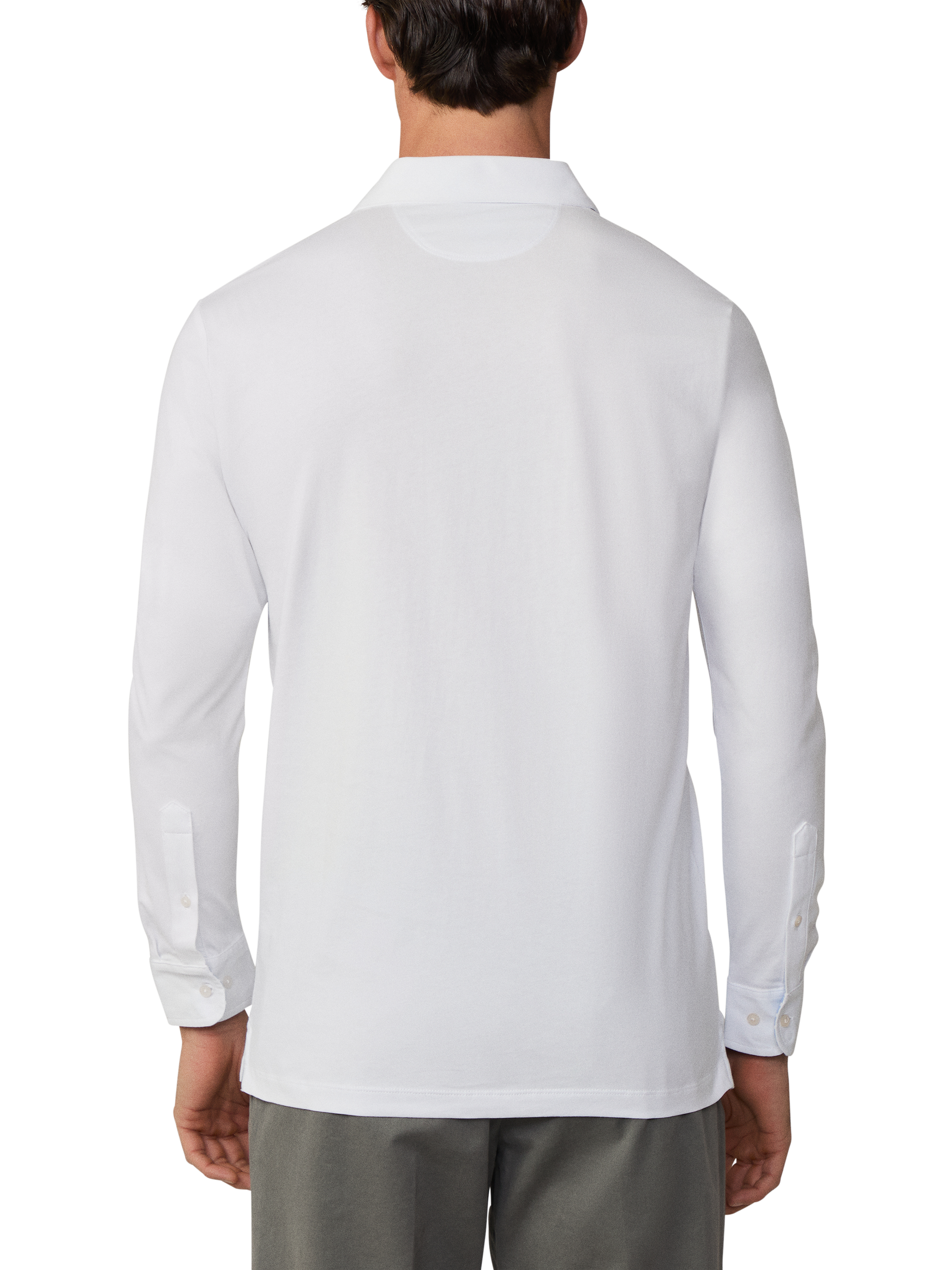 Product image 3 of 7, which shows Hackett London Cotton Classic Fit Long Sleeve Polo Shirt, Optic White, XS
