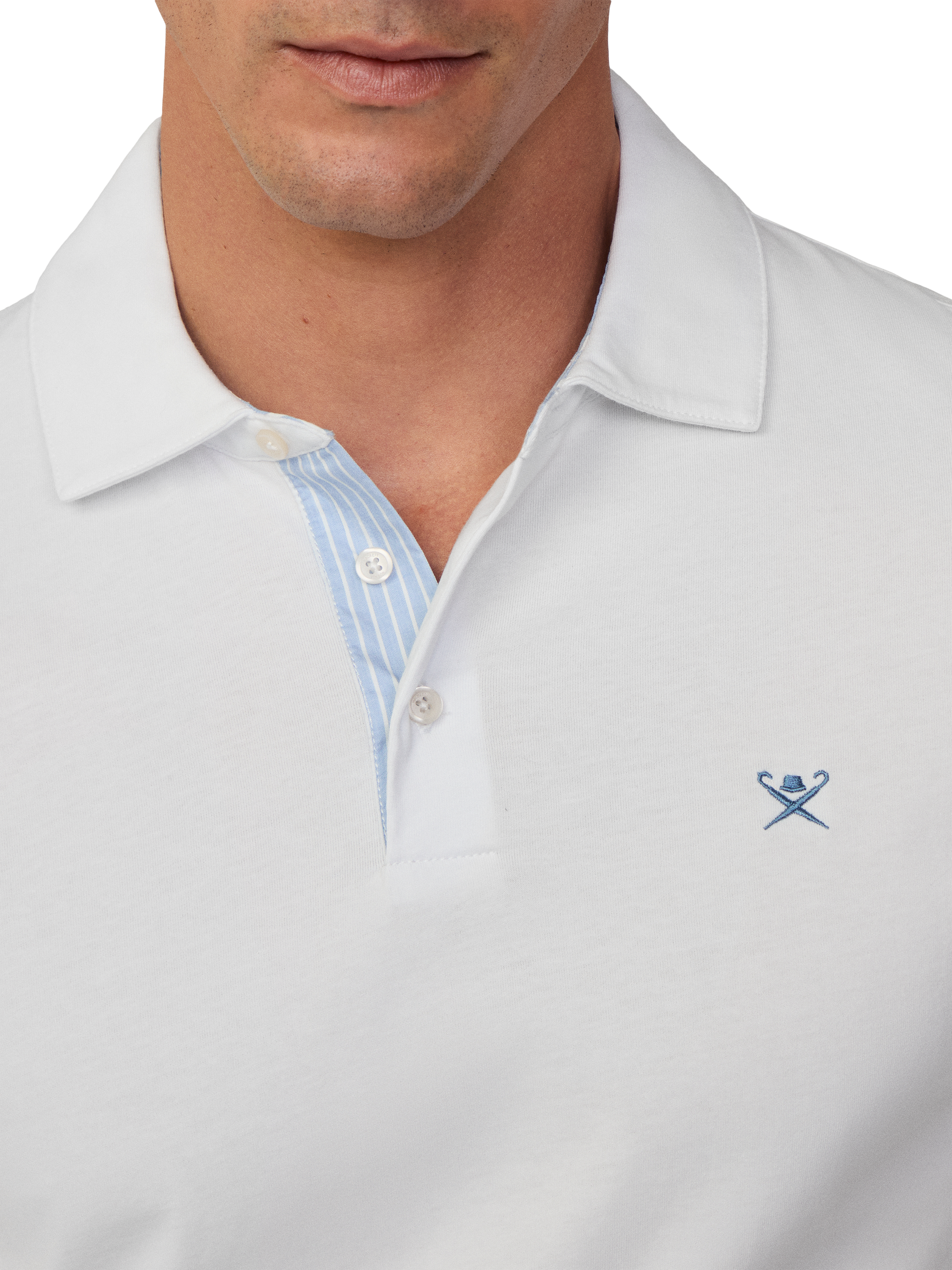 Product image 4 of 7, which shows Hackett London Cotton Classic Fit Long Sleeve Polo Shirt, Optic White, XS