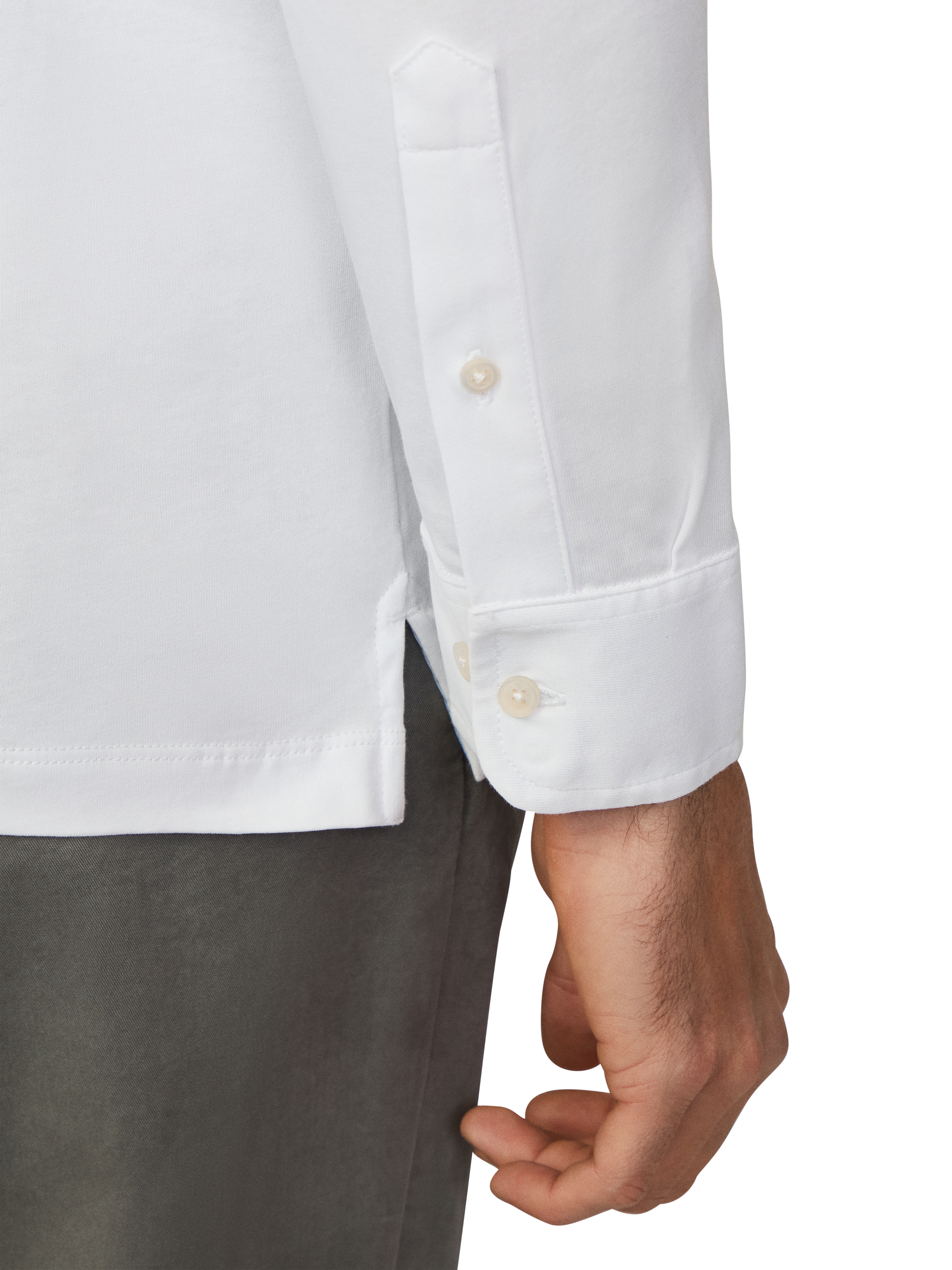 Product image 5 of 7, which shows Hackett London Cotton Classic Fit Long Sleeve Polo Shirt, Optic White, XS