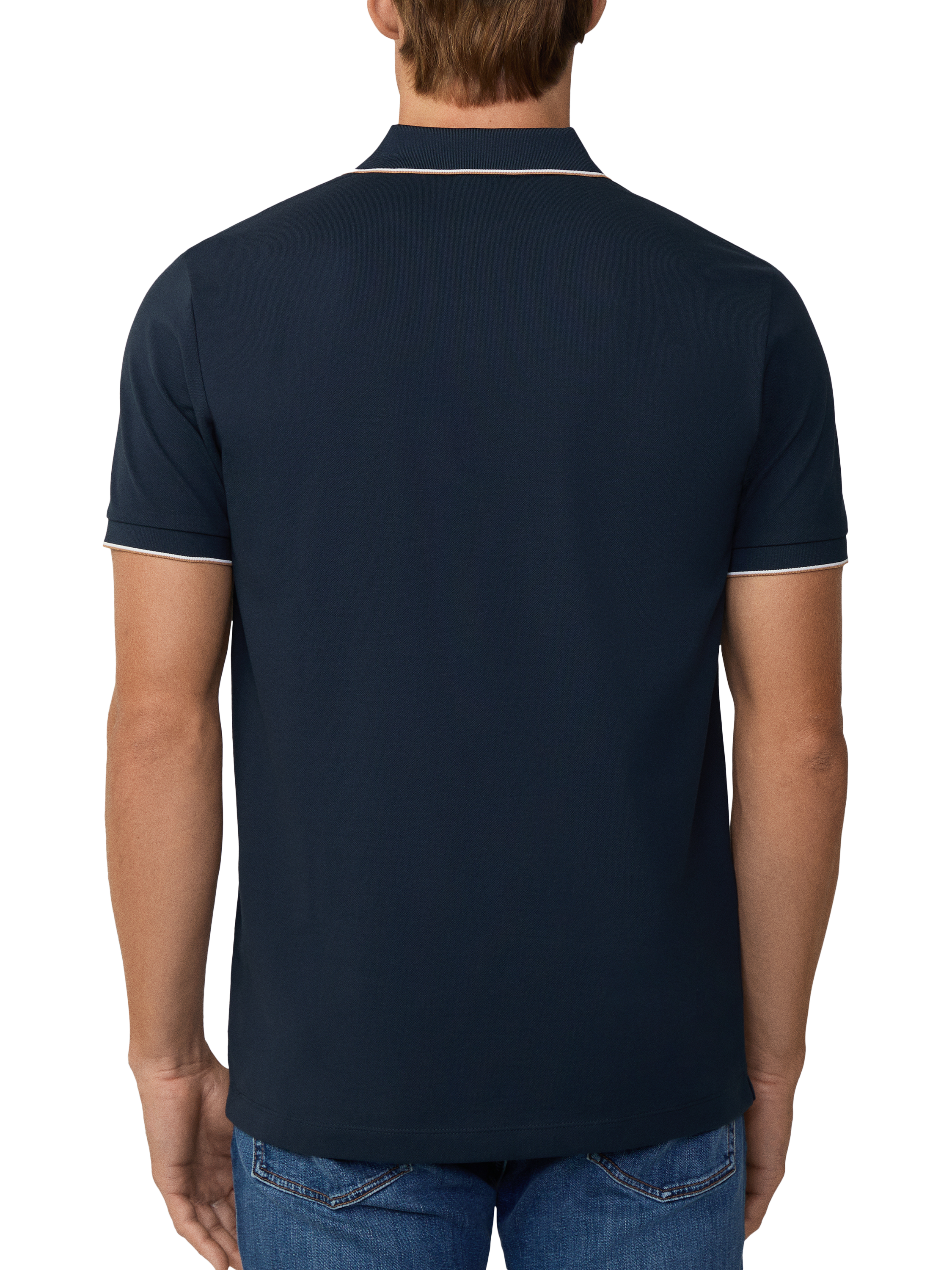 Product image 3 of 6, which shows Hackett London Cotton Blend Regular Fit Short Sleeve Polo Shirt, Navy, XXXL