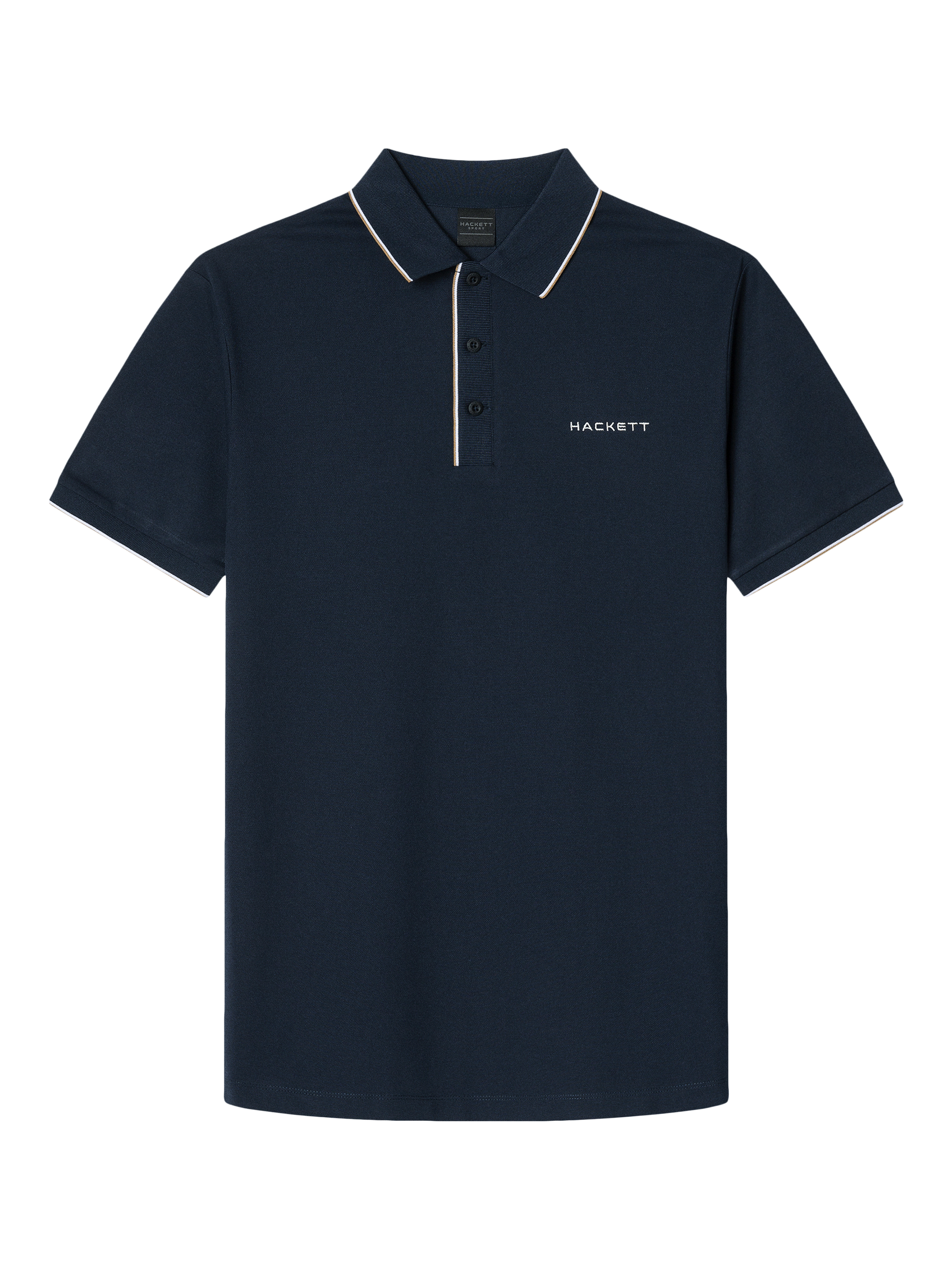 Product image 5 of 6, which shows Hackett London Cotton Blend Regular Fit Short Sleeve Polo Shirt, Navy, XXXL