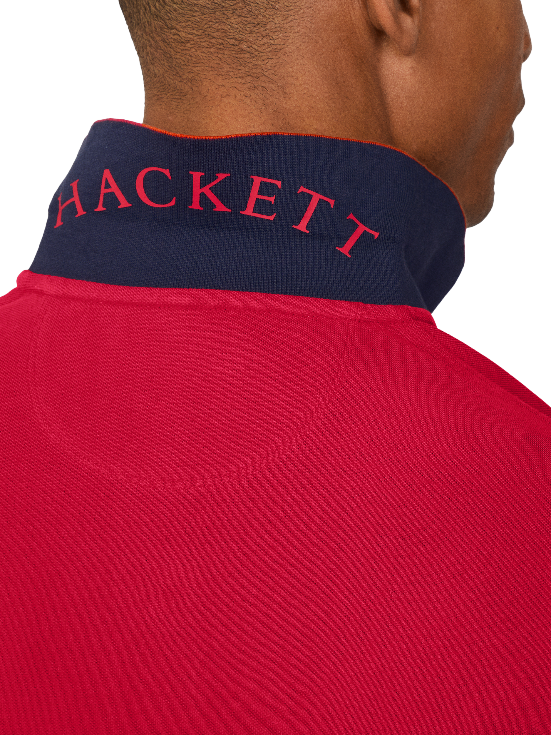 Product image 5 of 7, which shows Hackett London Cotton Classic Fit Short Sleeve Polo Shirt, Pop Red, XXL