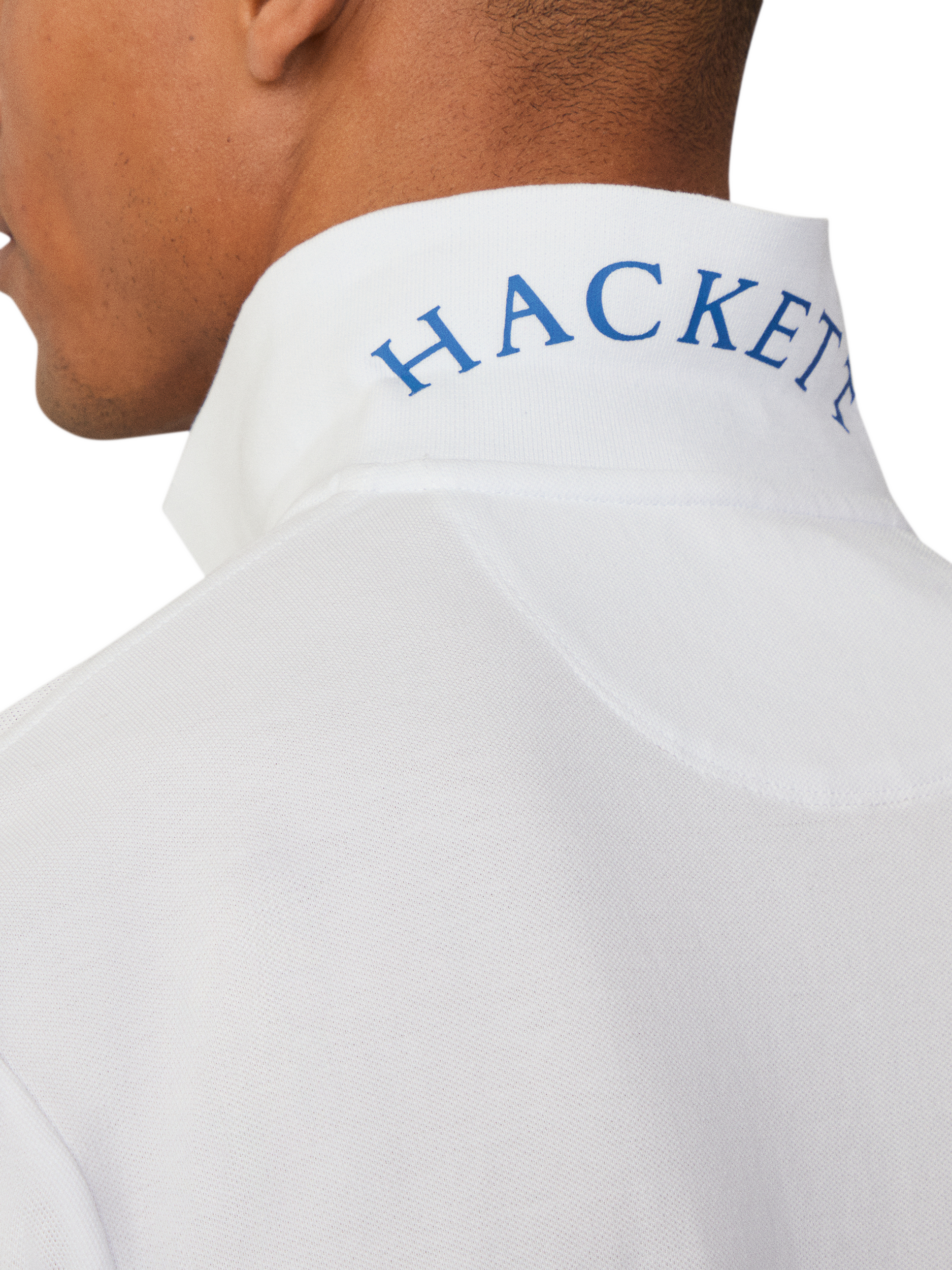 Product image 5 of 7, which shows Hackett London Cotton Classic Fit Short Sleeve Polo Shirt, Optic White, XS