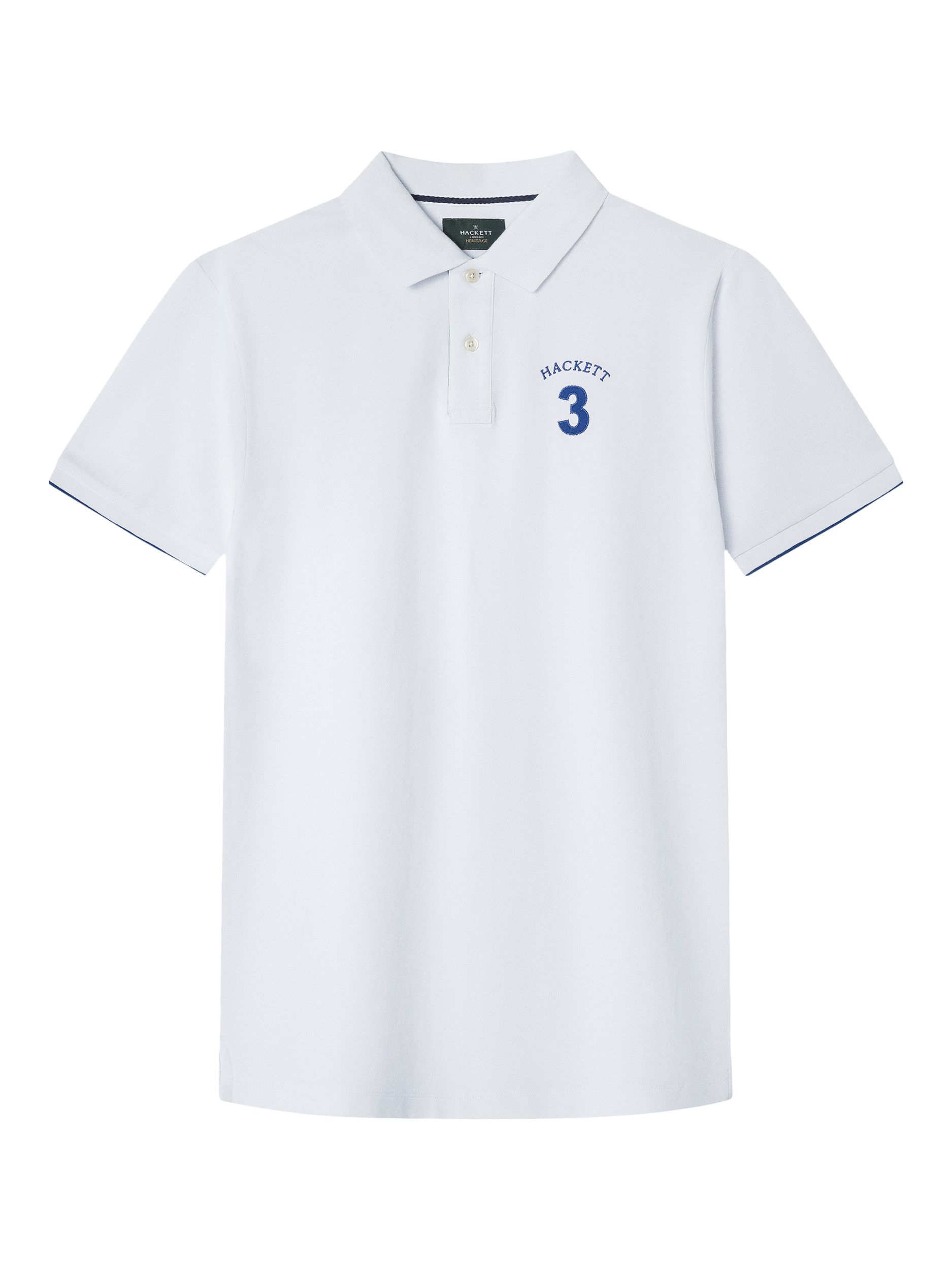 Product image 6 of 7, which shows Hackett London Cotton Classic Fit Short Sleeve Polo Shirt, Optic White, XS