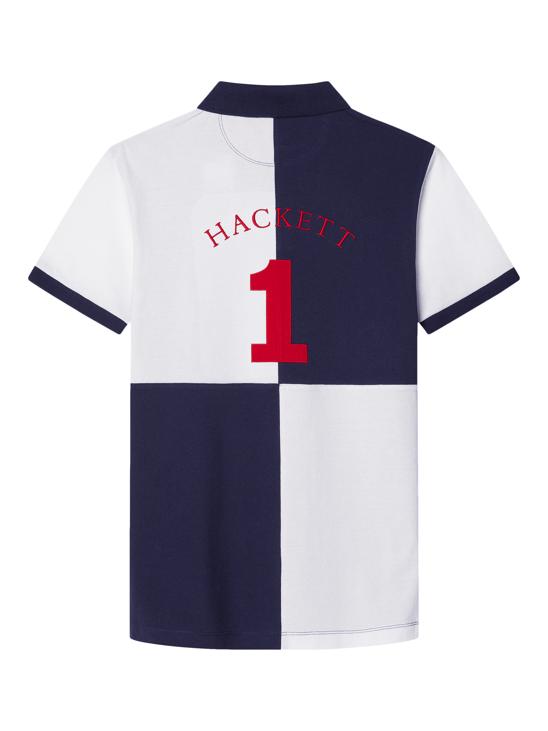Product image 7 of 7, which shows Hackett London Cotton Classic Fit Colour Block Rugby Shirt, Ink Blue, XXXL