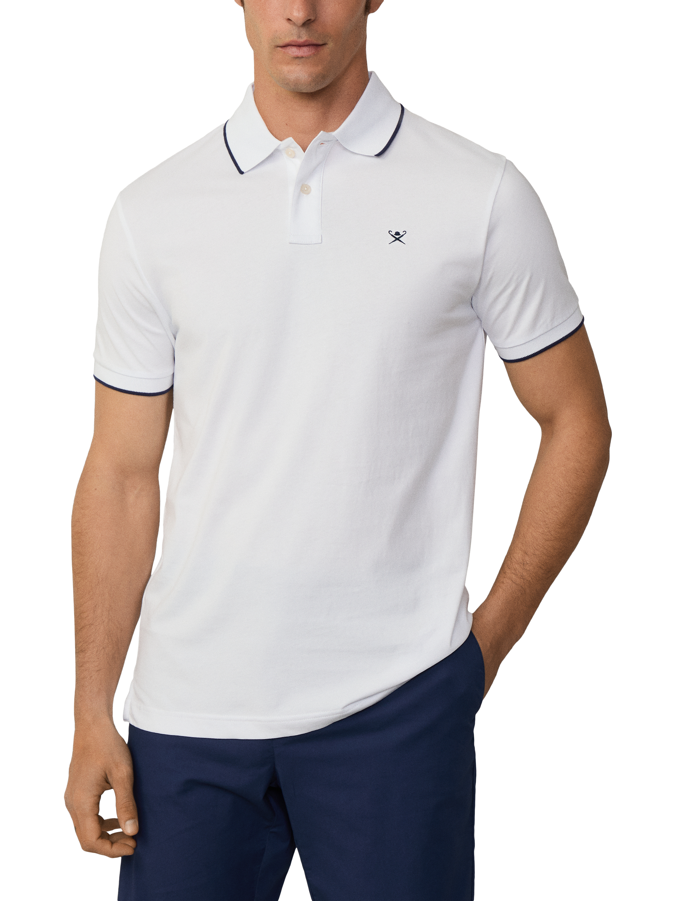 Product image 1 of 6, which shows Hackett London Cotton Regular Fit Short Sleeve Polo Shirt, Optic White, XS
