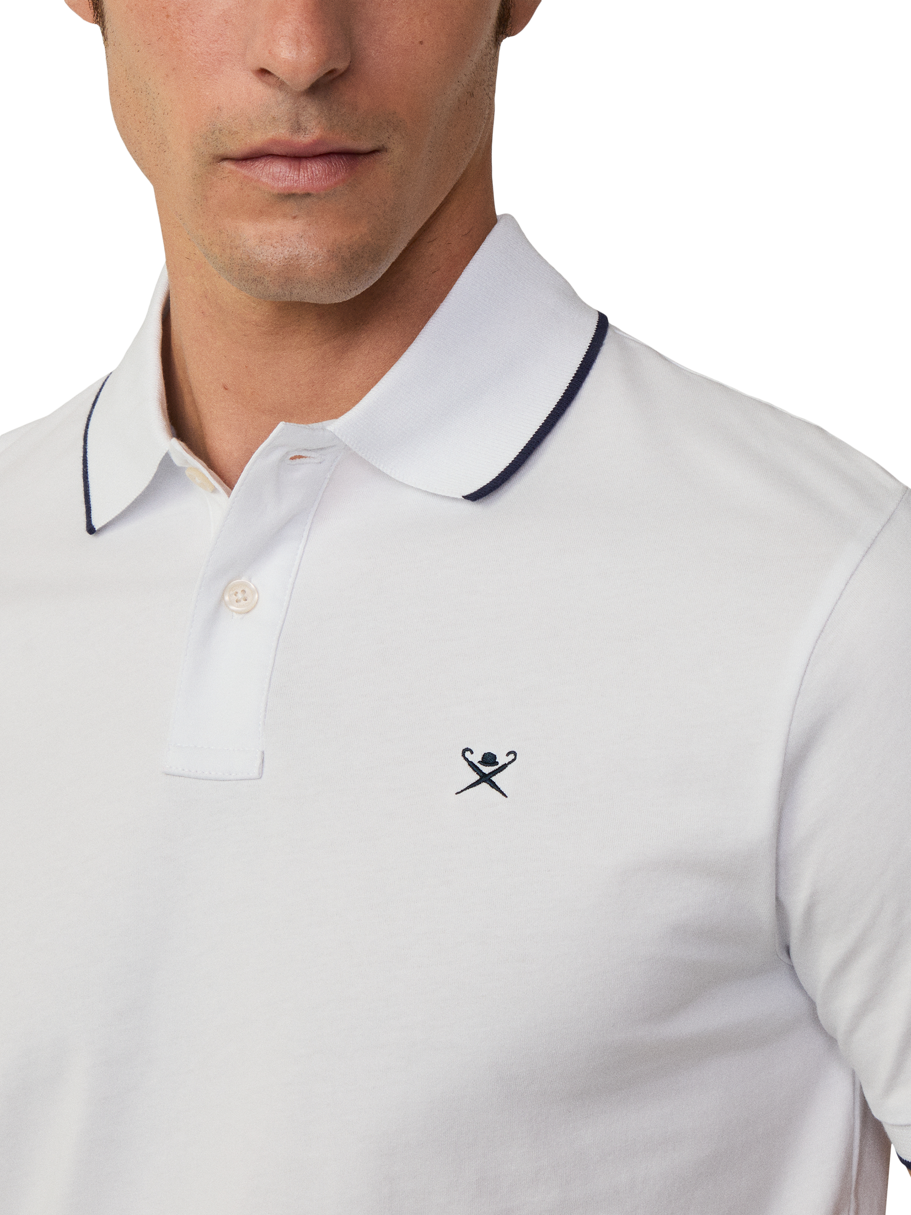 Product image 4 of 6, which shows Hackett London Cotton Regular Fit Short Sleeve Polo Shirt, Optic White, XS