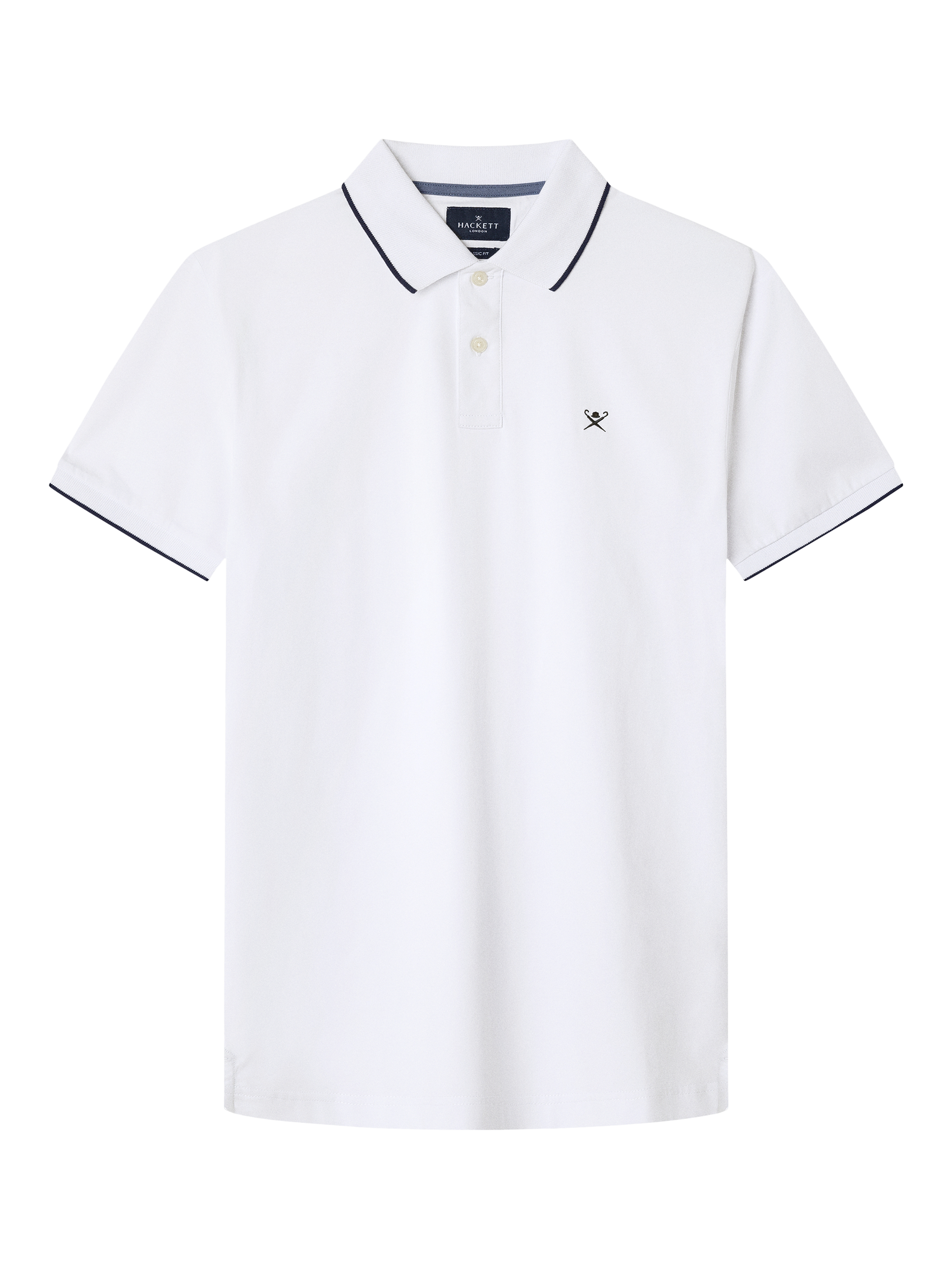 Product image 5 of 6, which shows Hackett London Cotton Regular Fit Short Sleeve Polo Shirt, Optic White, XS