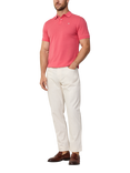 Hackett London Cotton Regular Fit Short Sleeve Polo Shirt, Coral Pink