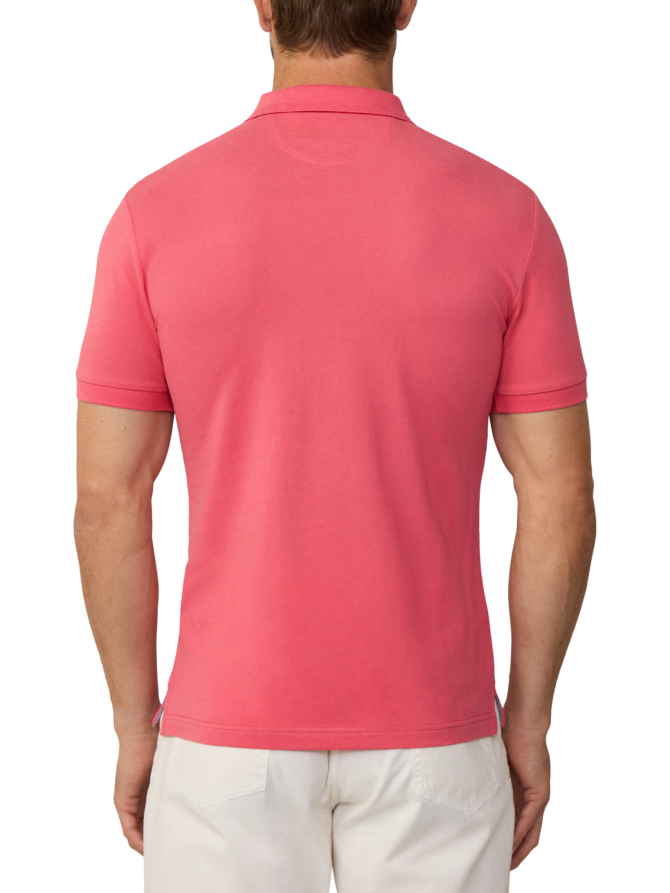 Product image 3 of 7, which shows Hackett London Cotton Regular Fit Short Sleeve Polo Shirt, Coral Pink, XS