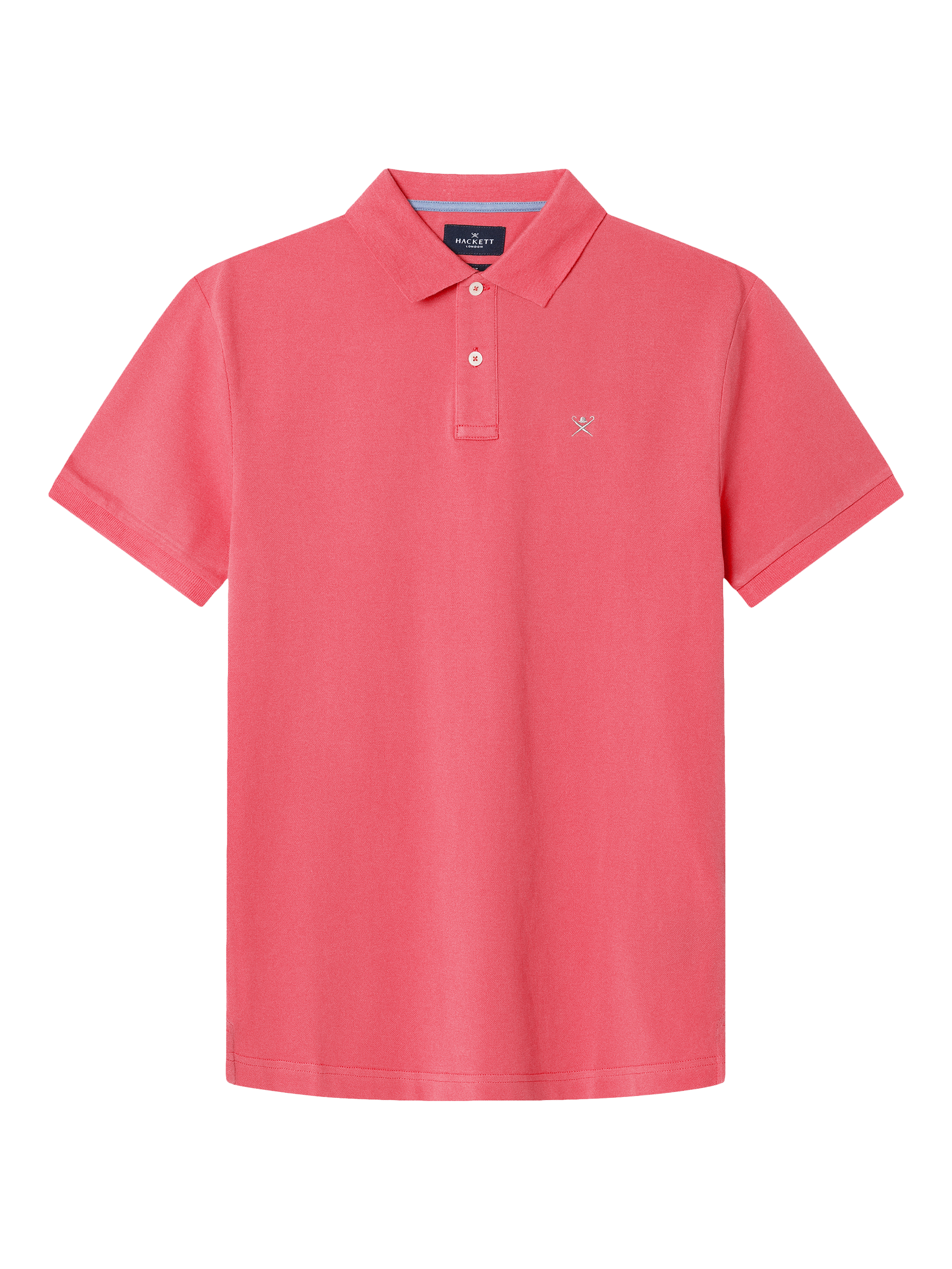 Product image 6 of 7, which shows Hackett London Cotton Regular Fit Short Sleeve Polo Shirt, Coral Pink, XS