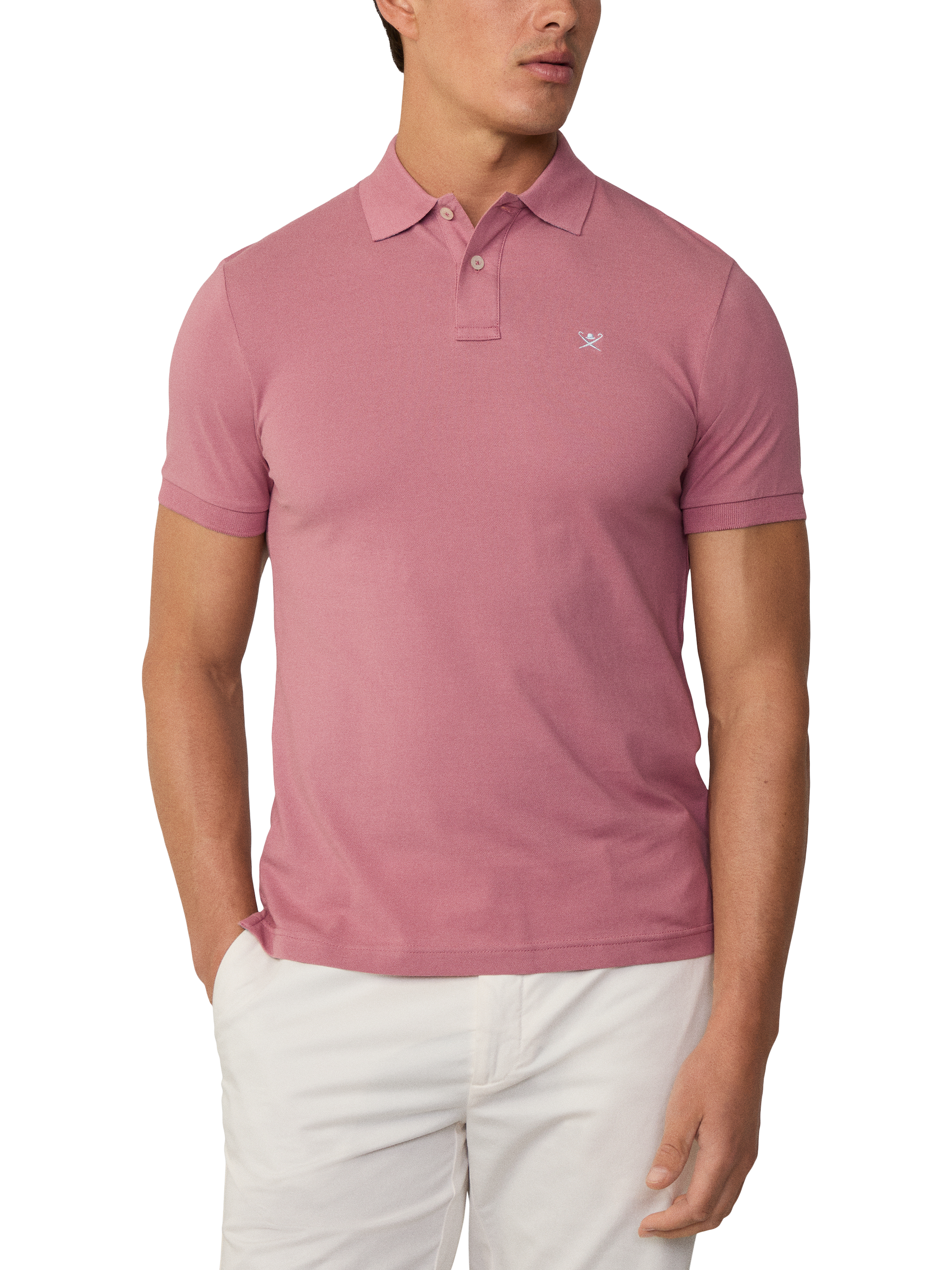 Product image 2 of 7, which shows Hackett London Cotton Regular Fit Short Sleeve Polo Shirt, Crushed Berry Red, XS