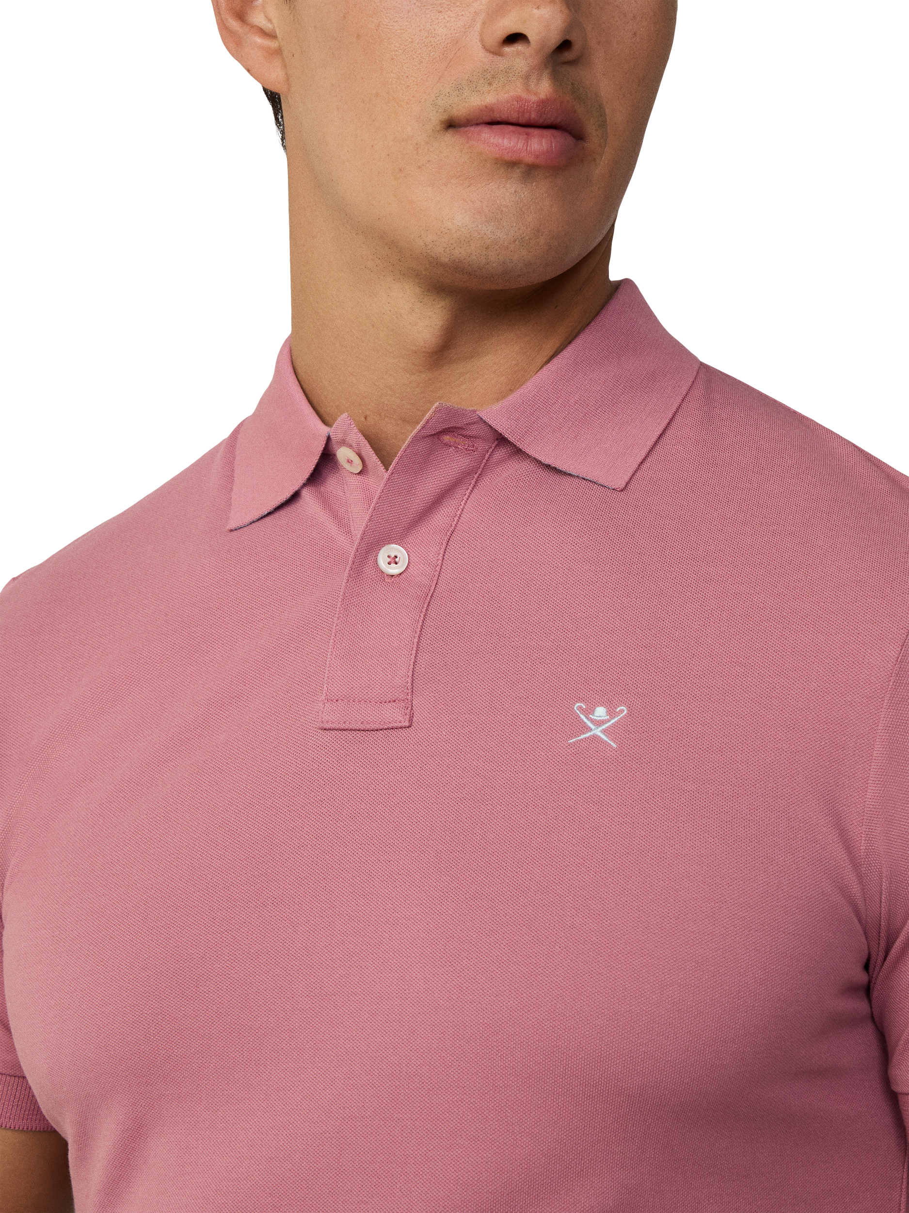 Product image 4 of 7, which shows Hackett London Cotton Regular Fit Short Sleeve Polo Shirt, Crushed Berry Red, XS
