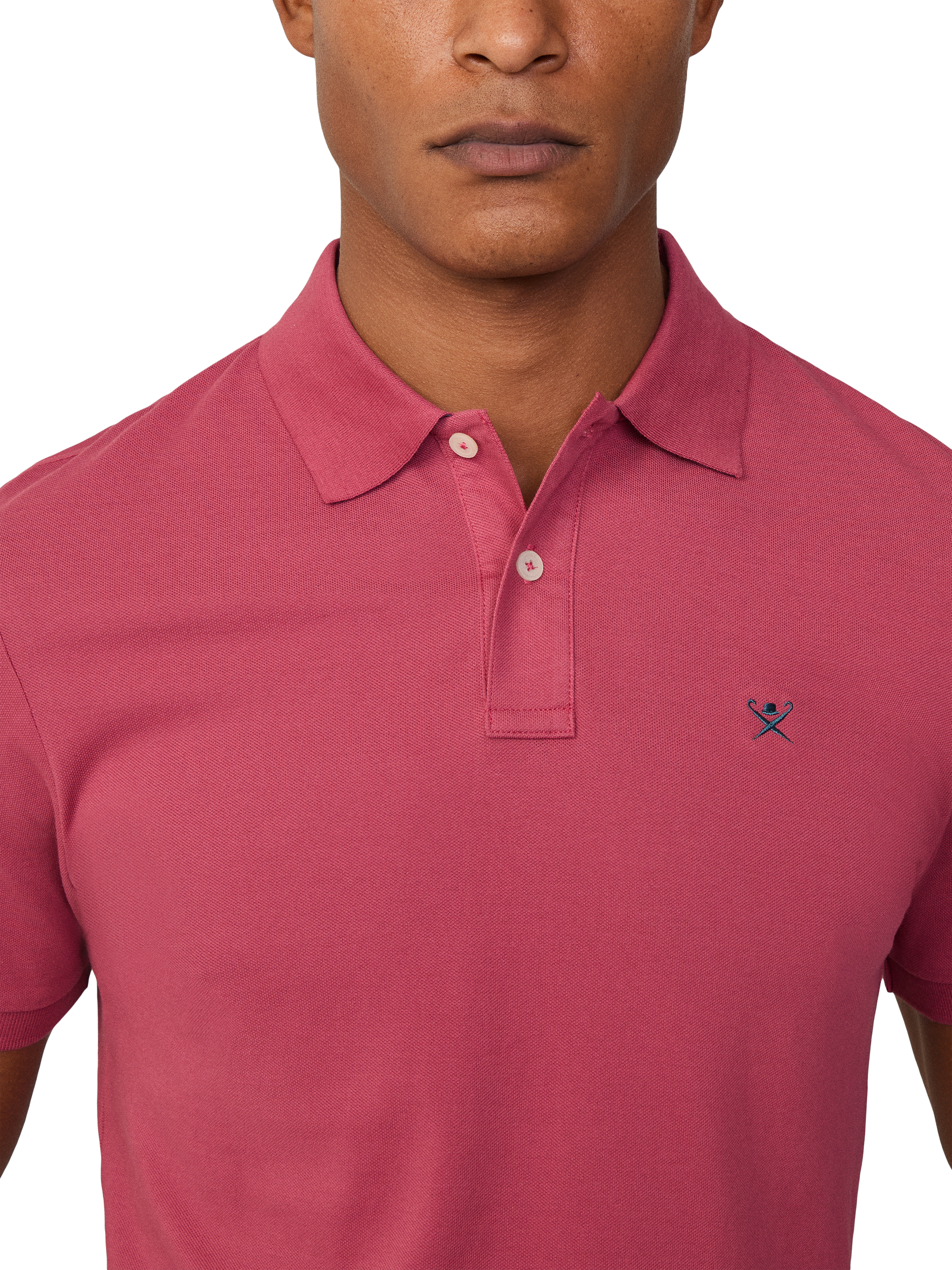 Product image 4 of 7, which shows Hackett London Cotton Regular Fit Short Sleeve Polo Shirt, Cranberry Pink, XS