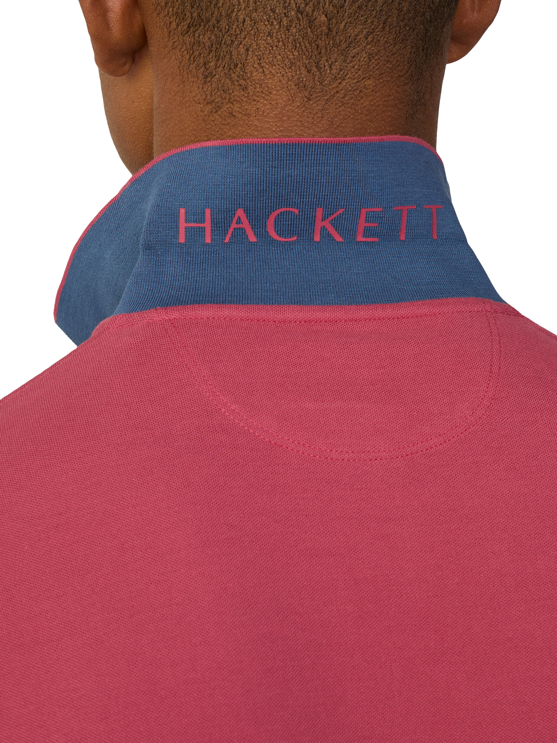 Product image 5 of 7, which shows Hackett London Cotton Regular Fit Short Sleeve Polo Shirt, Cranberry Pink, XS