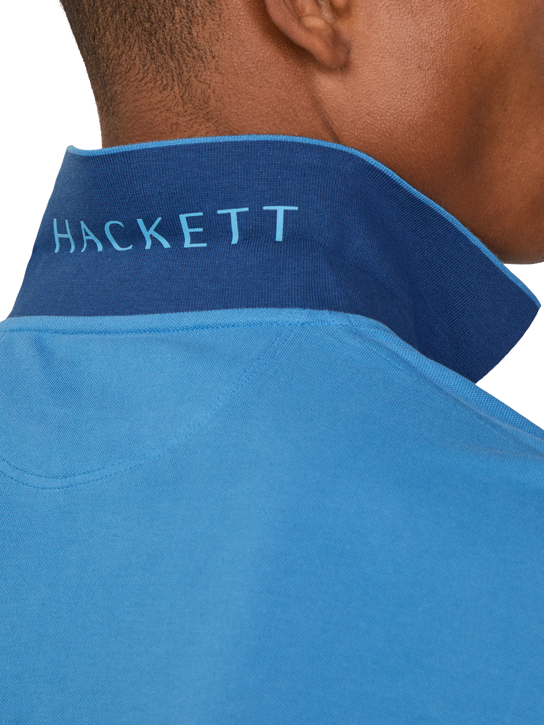 Product image 5 of 7, which shows Hackett London Cotton Regular Fit Short Sleeve Polo Shirt, Pacific Blue, XS
