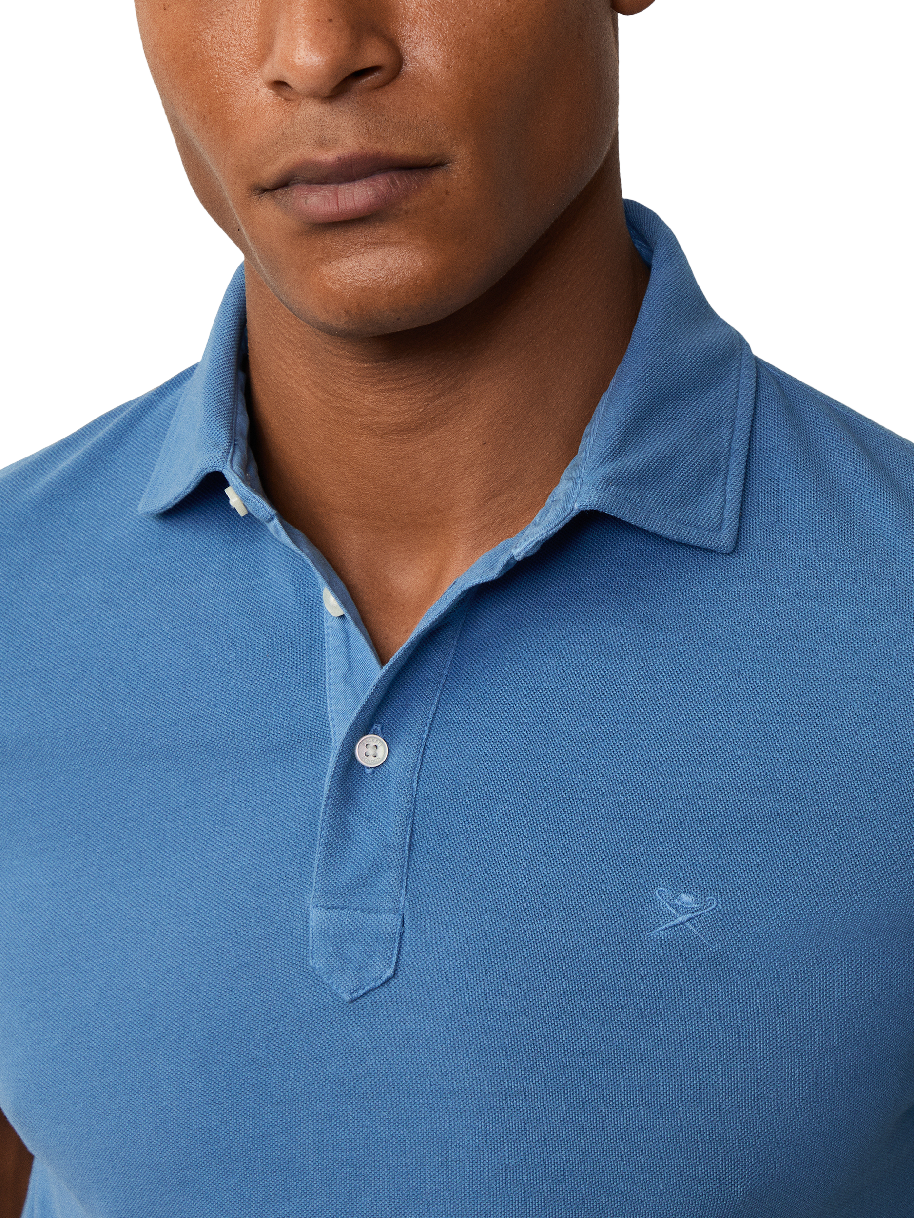 Product image 4 of 6, which shows Hackett London Cotton Regular Fit Short Sleeve Polo Shirt, Sea Blue, XS
