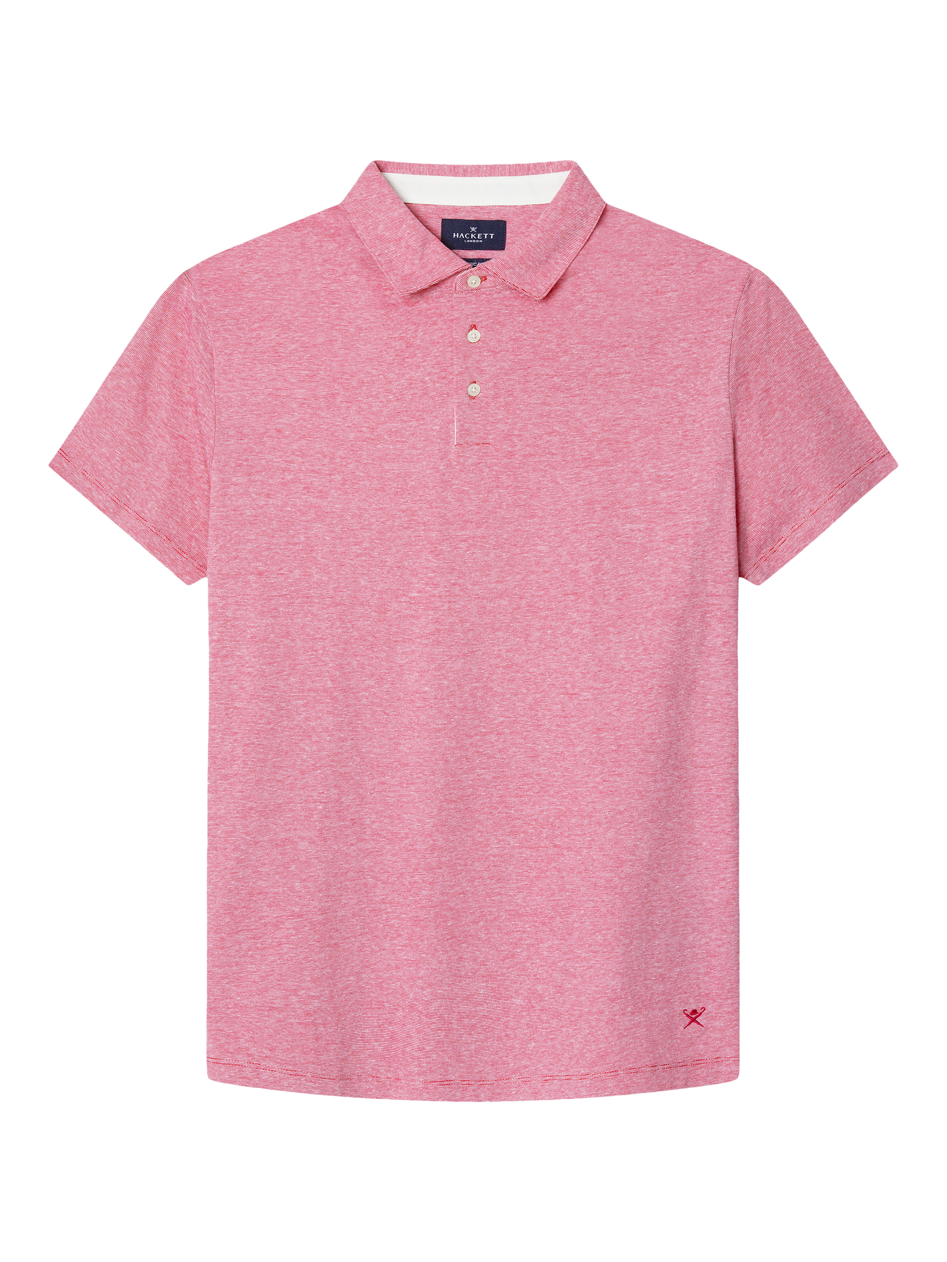 Product image 4 of 6, which shows Hackett London Linen Blend Regular Fit Short Sleeve Polo Shirt, Hibiscus Pink, XXL