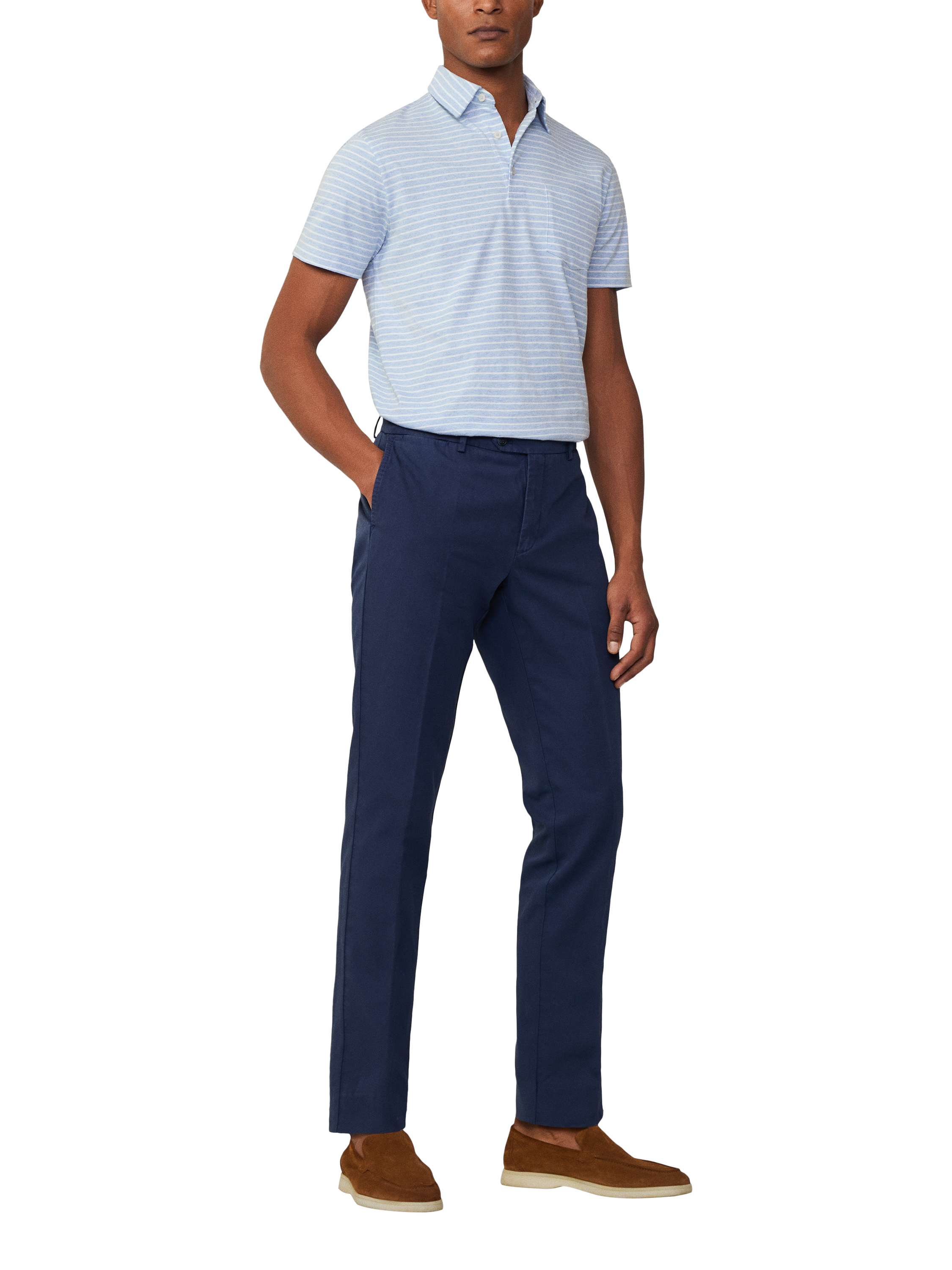 Product image 3 of 6, which shows Hackett London Cotton Regular Fit Short Sleeve Polo Shirt, Summer Blue/White, XXXL