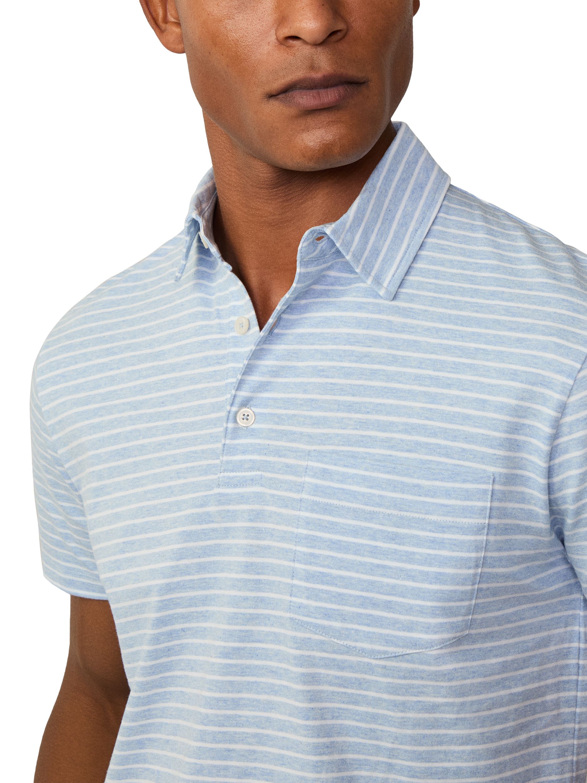 Product image 6 of 6, which shows Hackett London Cotton Regular Fit Short Sleeve Polo Shirt, Summer Blue/White, XXXL