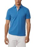 Hackett London Cotton Slim Fit Short Sleeve Polo Shirt, Sea Blue