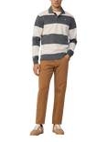 Hackett London Cotton Striped Rugby Shirt, Granite Grey