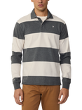 Hackett London Cotton Striped Rugby Shirt, Granite Grey
