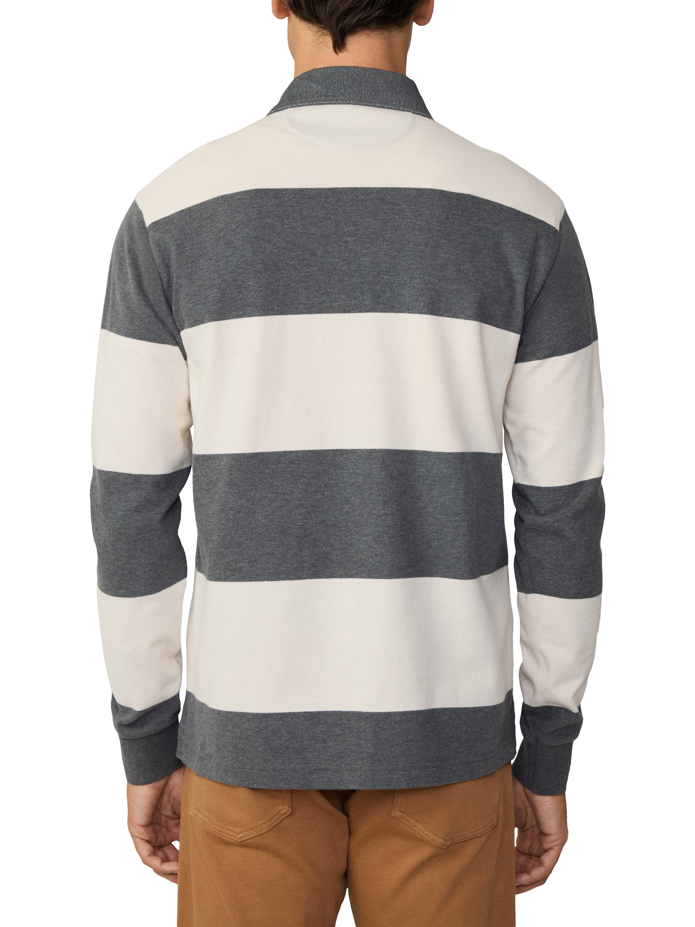 Product image 3 of 7, which shows Hackett London Cotton Striped Rugby Shirt, Granite Grey, XXXL