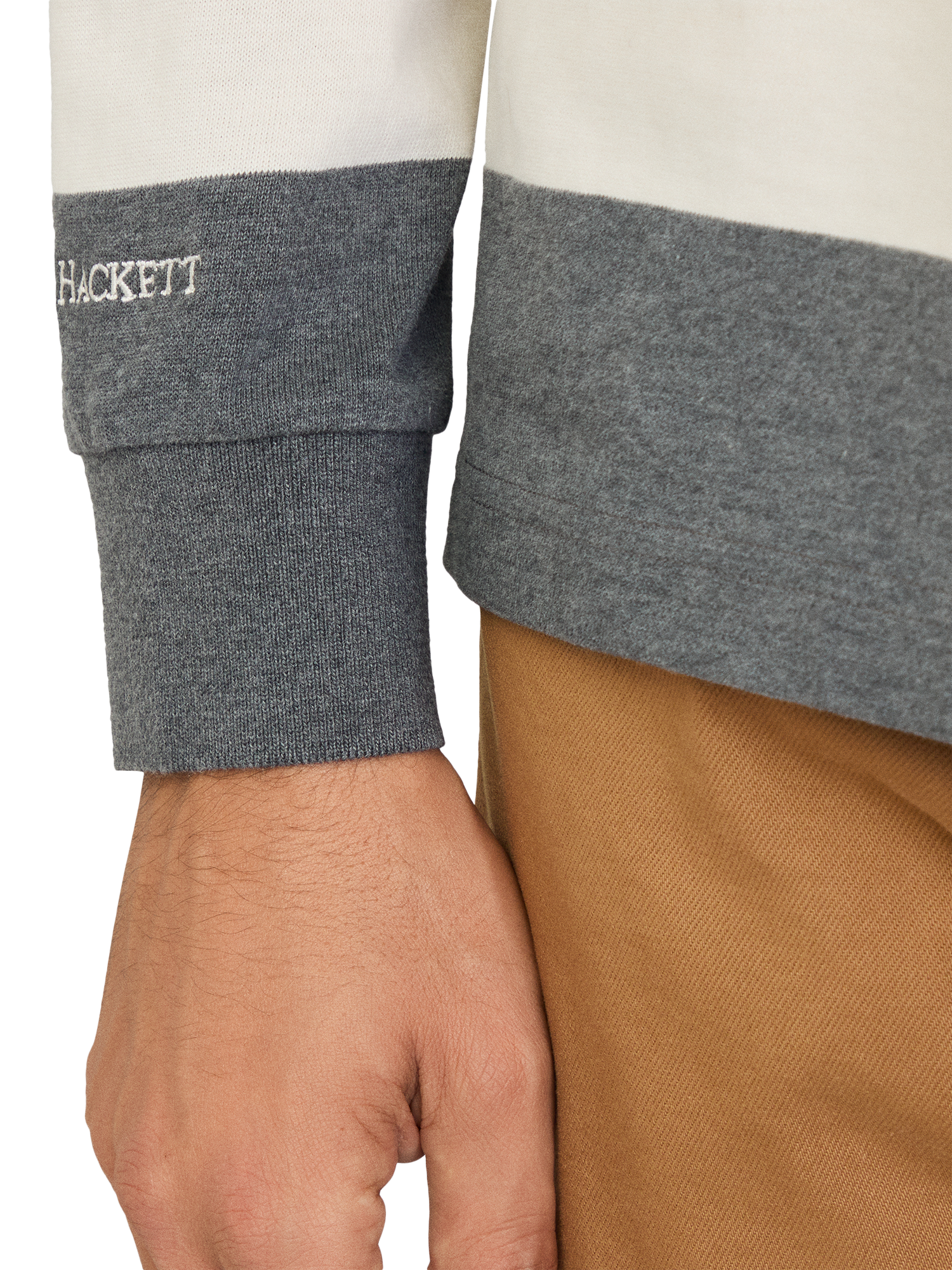 Product image 5 of 7, which shows Hackett London Cotton Striped Rugby Shirt, Granite Grey, XXXL