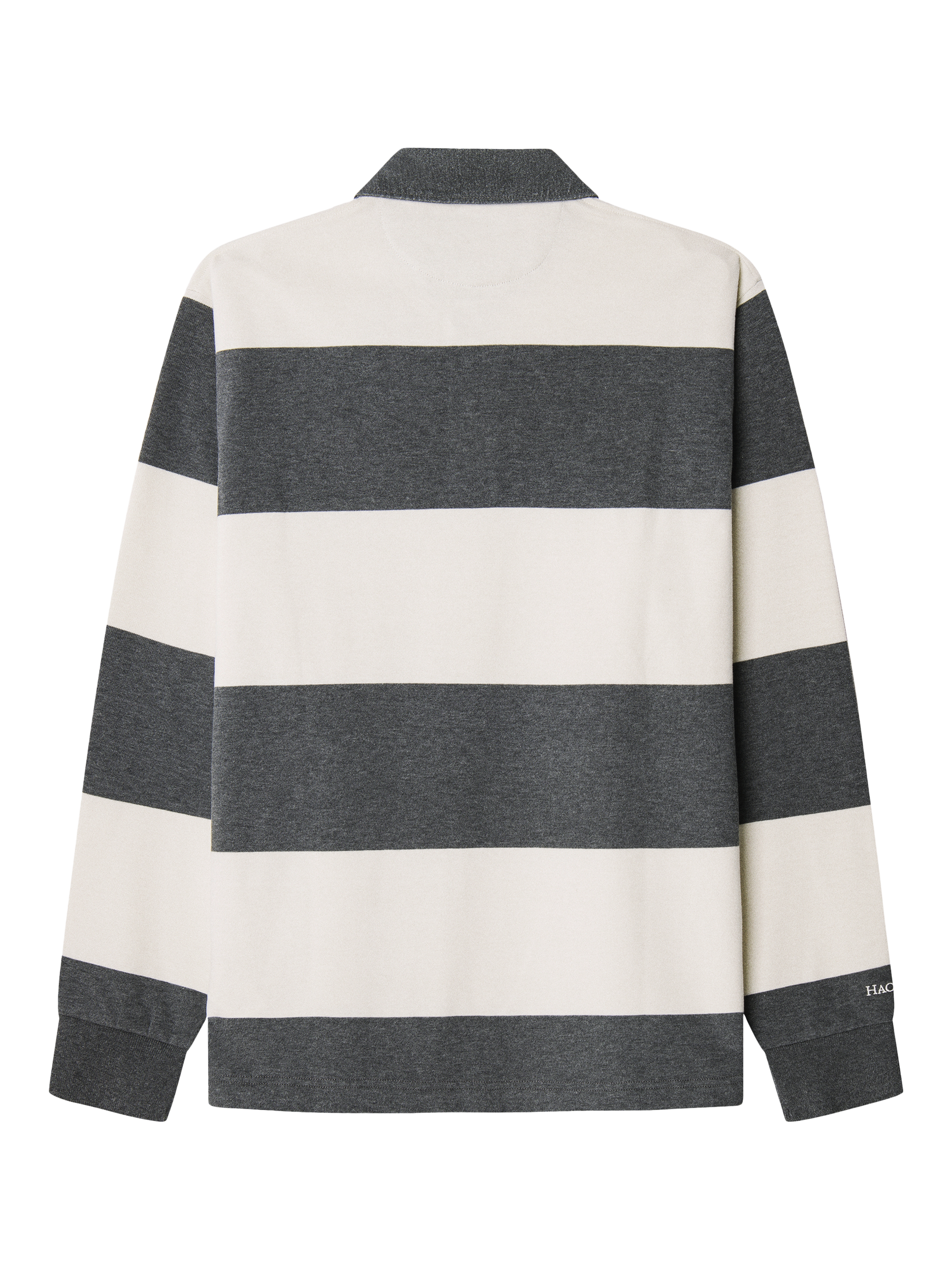 Product image 7 of 7, which shows Hackett London Cotton Striped Rugby Shirt, Granite Grey, XXXL