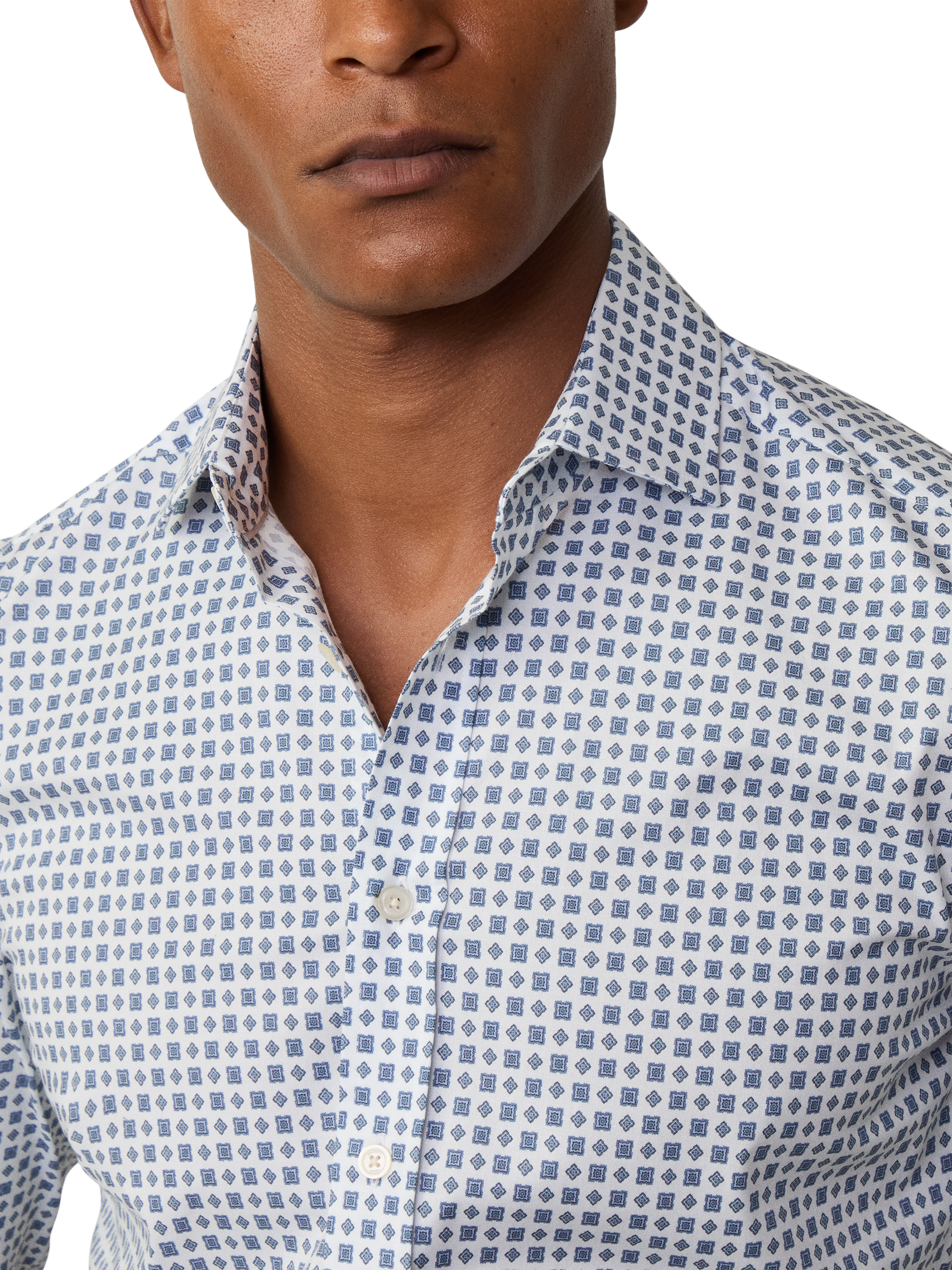 Product image 4 of 7, which shows Hackett London Foulard Print Tailored Fit Shirt, Steel Blue/White, XS
