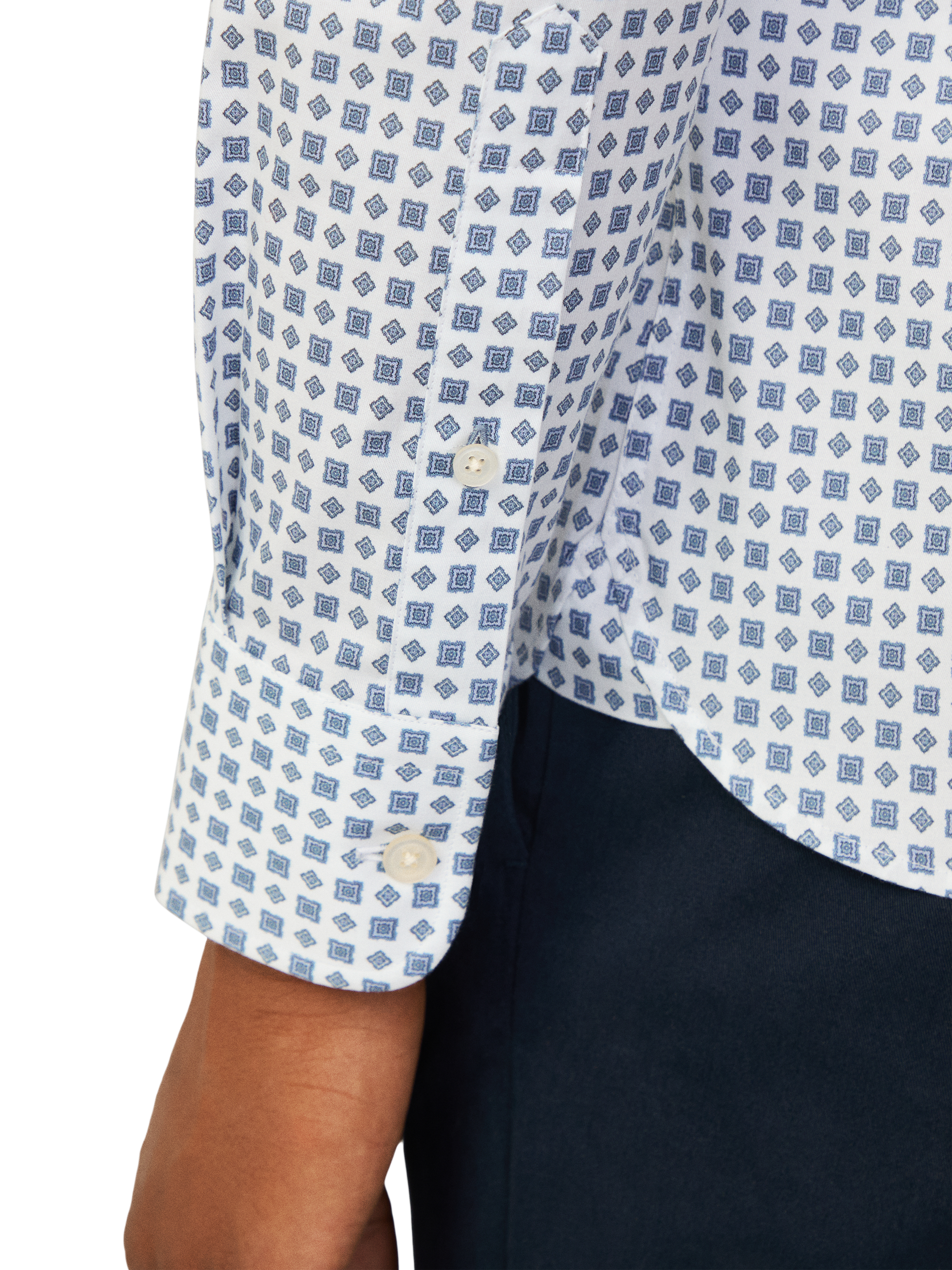 Product image 5 of 7, which shows Hackett London Foulard Print Tailored Fit Shirt, Steel Blue/White, XS