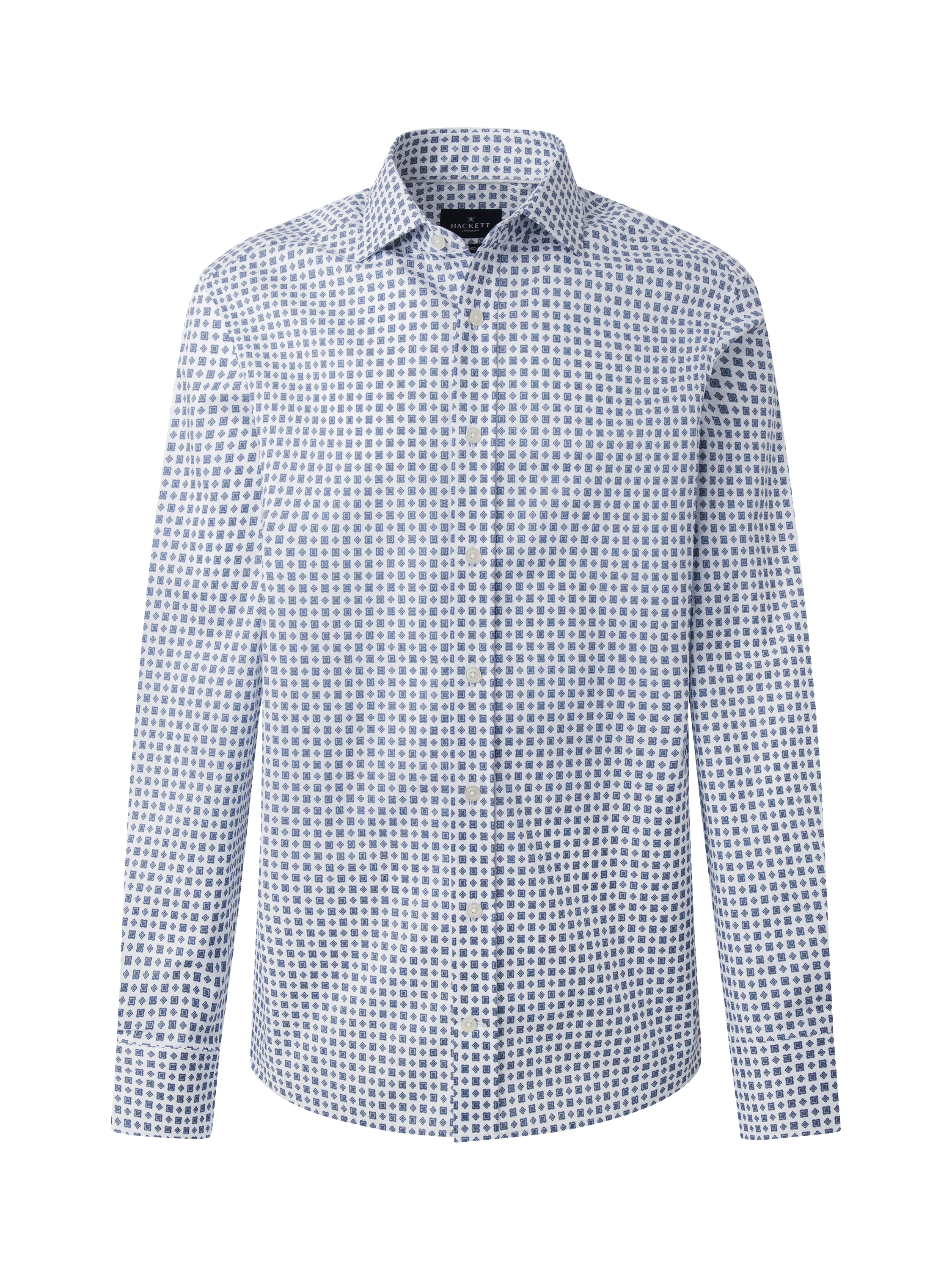 Product image 6 of 7, which shows Hackett London Foulard Print Tailored Fit Shirt, Steel Blue/White, XS