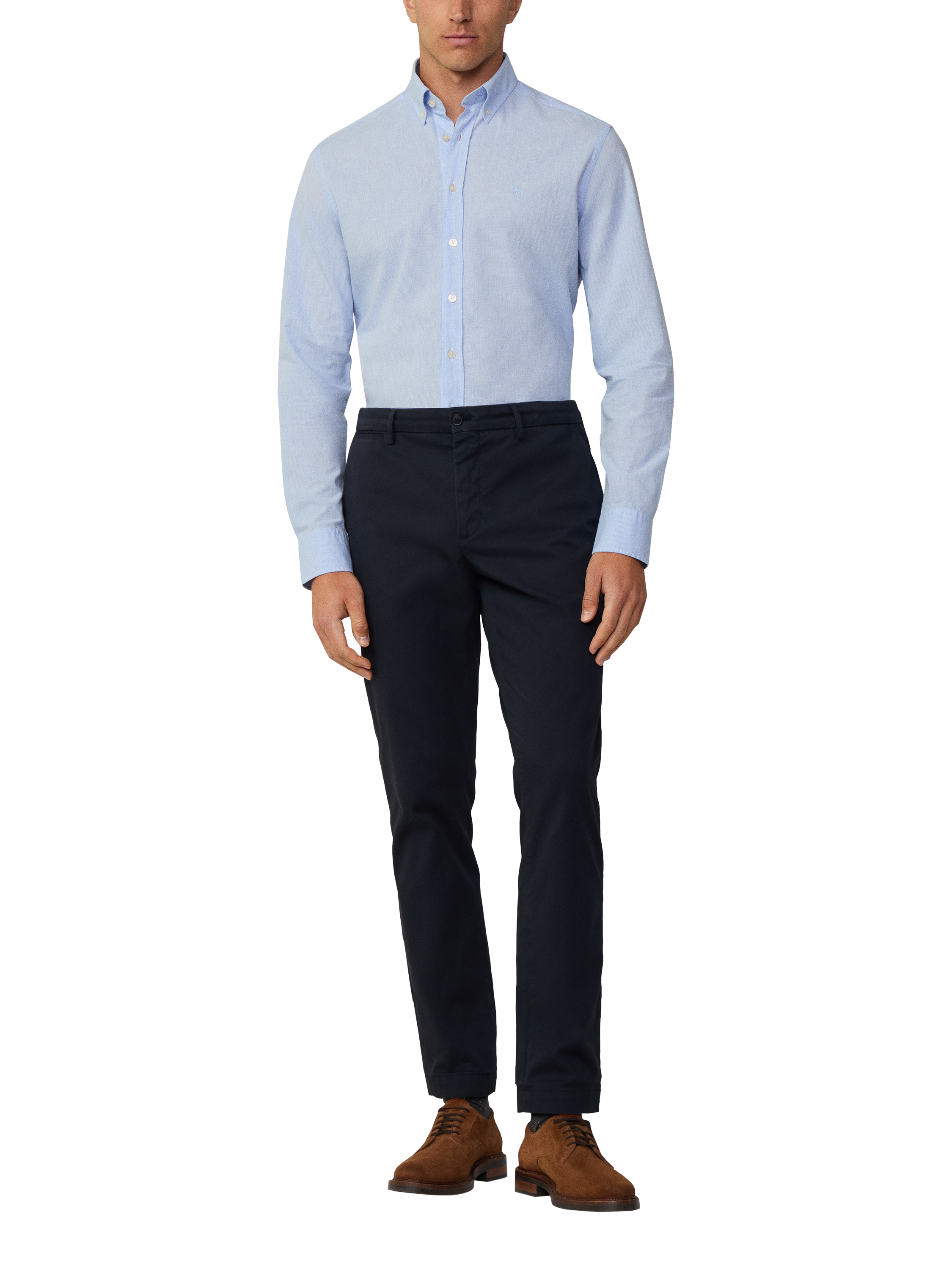 Product image 1 of 7, which shows Hackett London Linen Blend Tailored Fit Textured Shirt, Sky Blue, XXL
