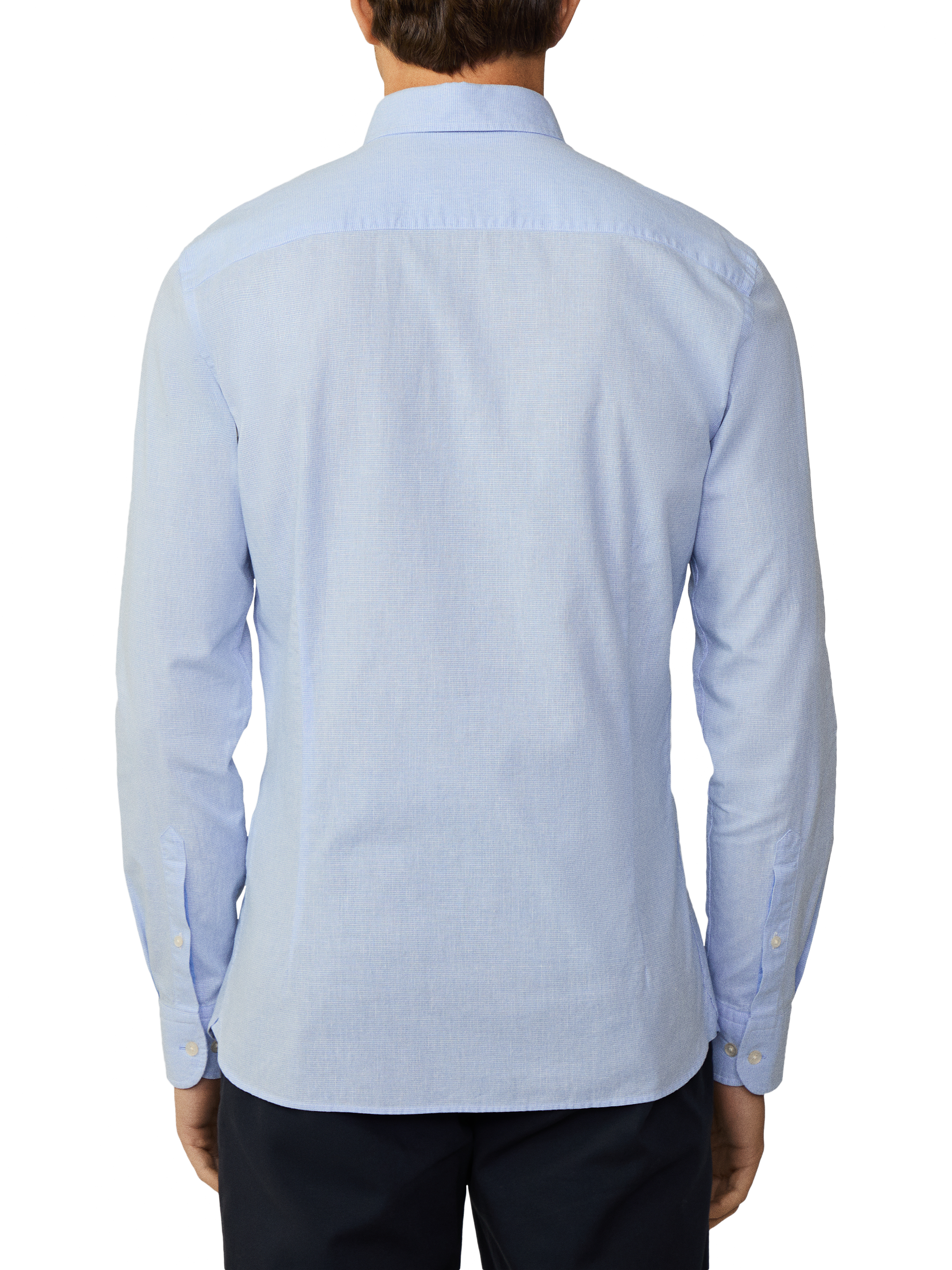Product image 3 of 7, which shows Hackett London Linen Blend Tailored Fit Textured Shirt, Sky Blue, XXL
