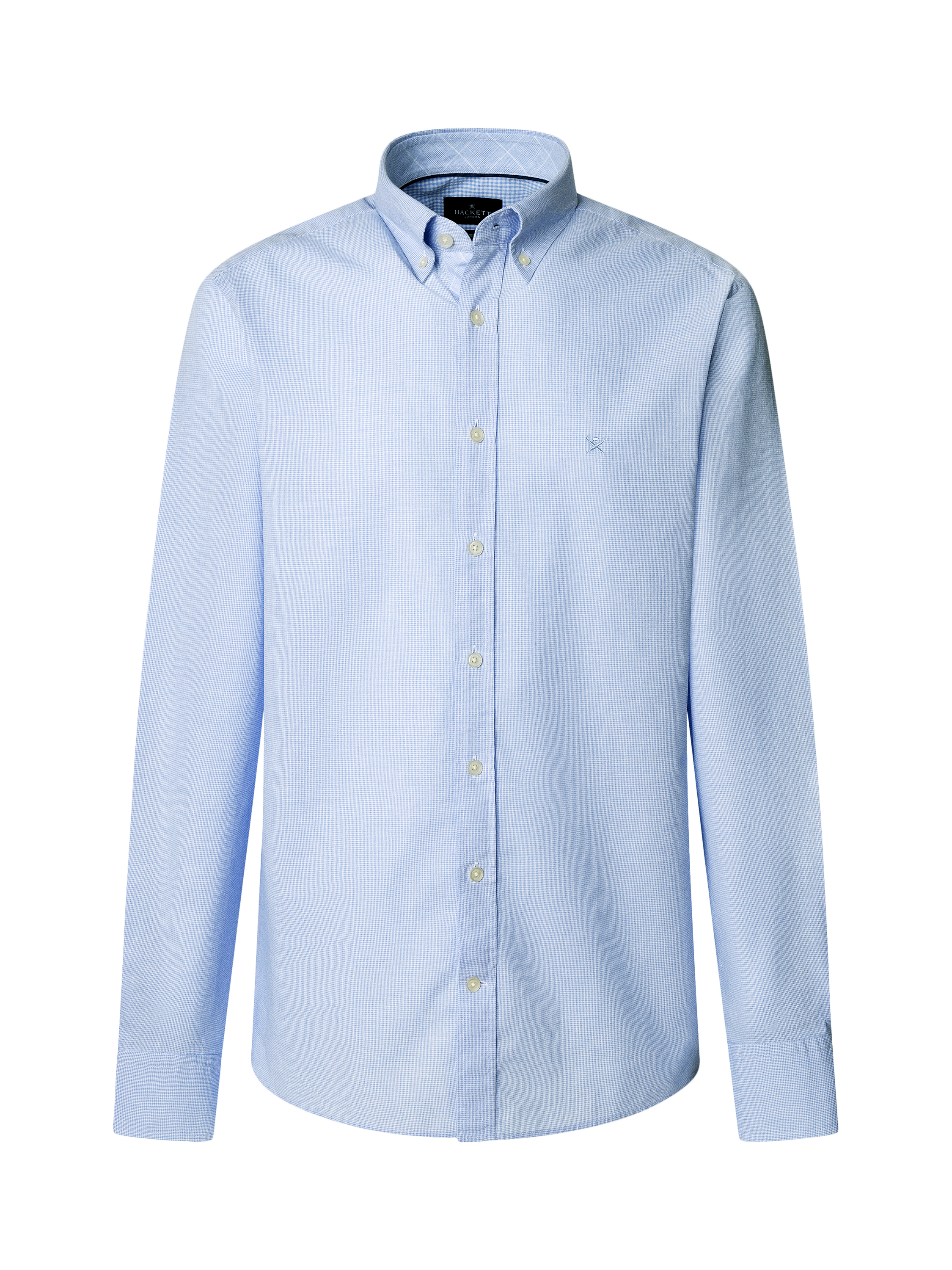 Product image 6 of 7, which shows Hackett London Linen Blend Tailored Fit Textured Shirt, Sky Blue, XXL