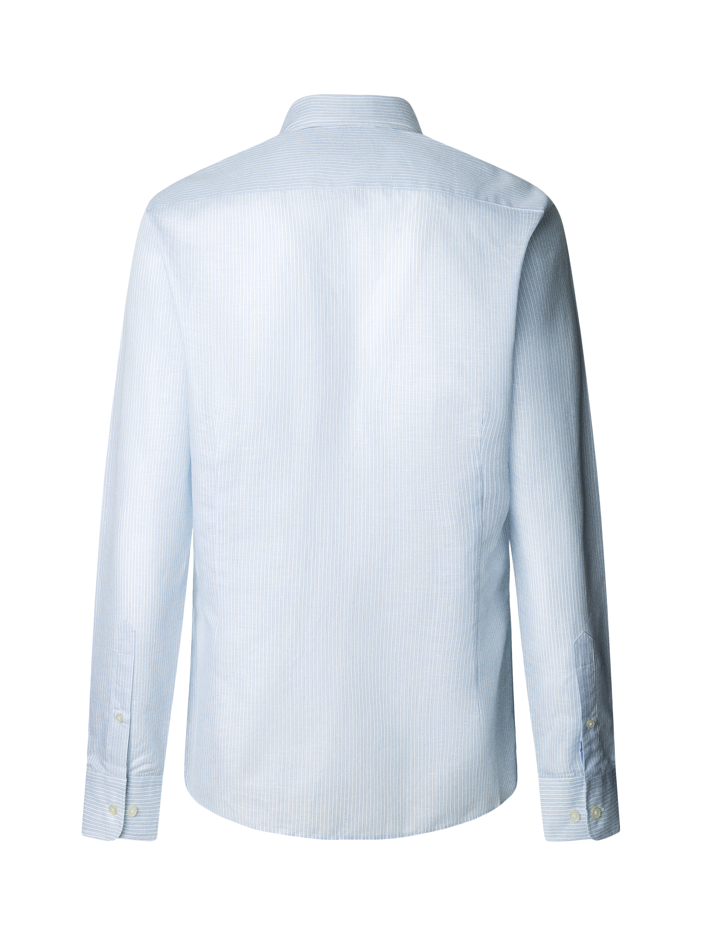 Product image 7 of 7, which shows Hackett London Linen Cotton Bengal Stripe Tailored Fit Shirt, Sky Blue/White, XS