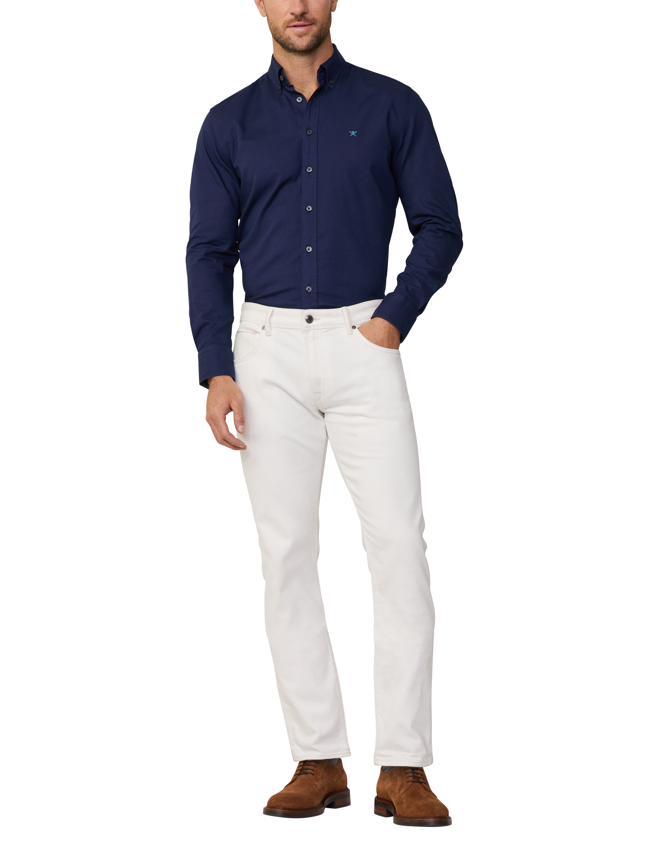 Product image 1 of 7, which shows Hackett London Cotton Tailored Fit Shirt, Ink Blue, XXXL