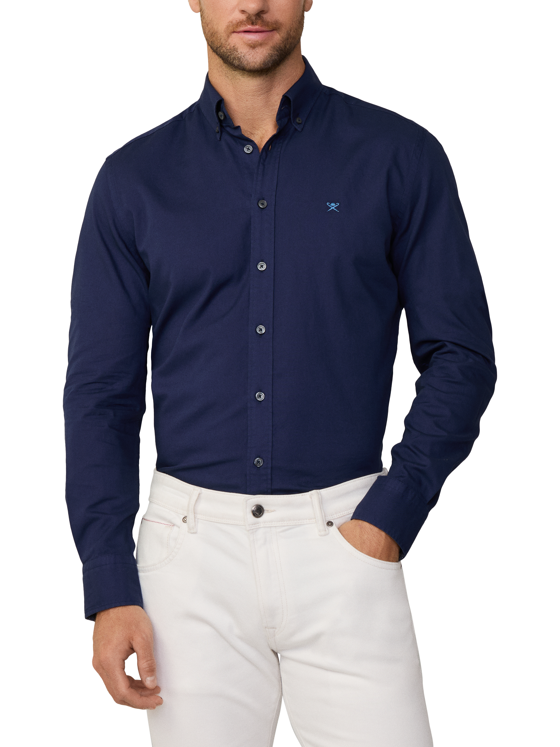 Product image 2 of 7, which shows Hackett London Cotton Tailored Fit Shirt, Ink Blue, XXXL