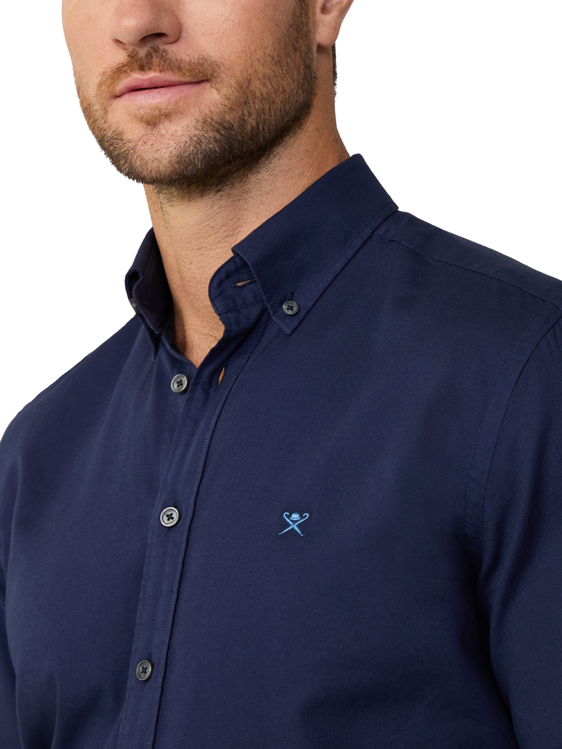 Product image 4 of 7, which shows Hackett London Cotton Tailored Fit Shirt, Ink Blue, XXXL