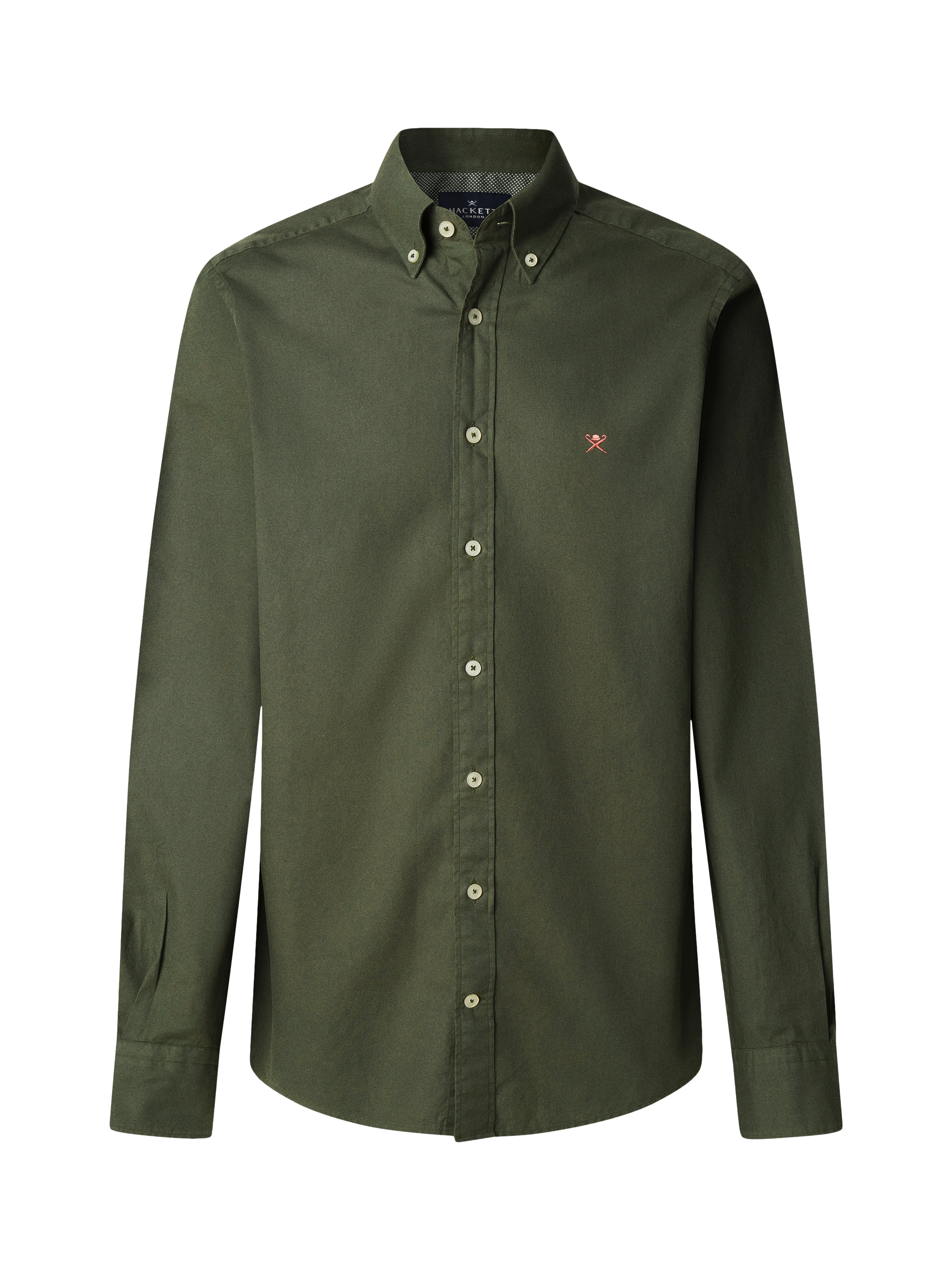 Product image 6 of 7, which shows Hackett London Cotton Tailored Fit Shirt, Thyme Green, XS