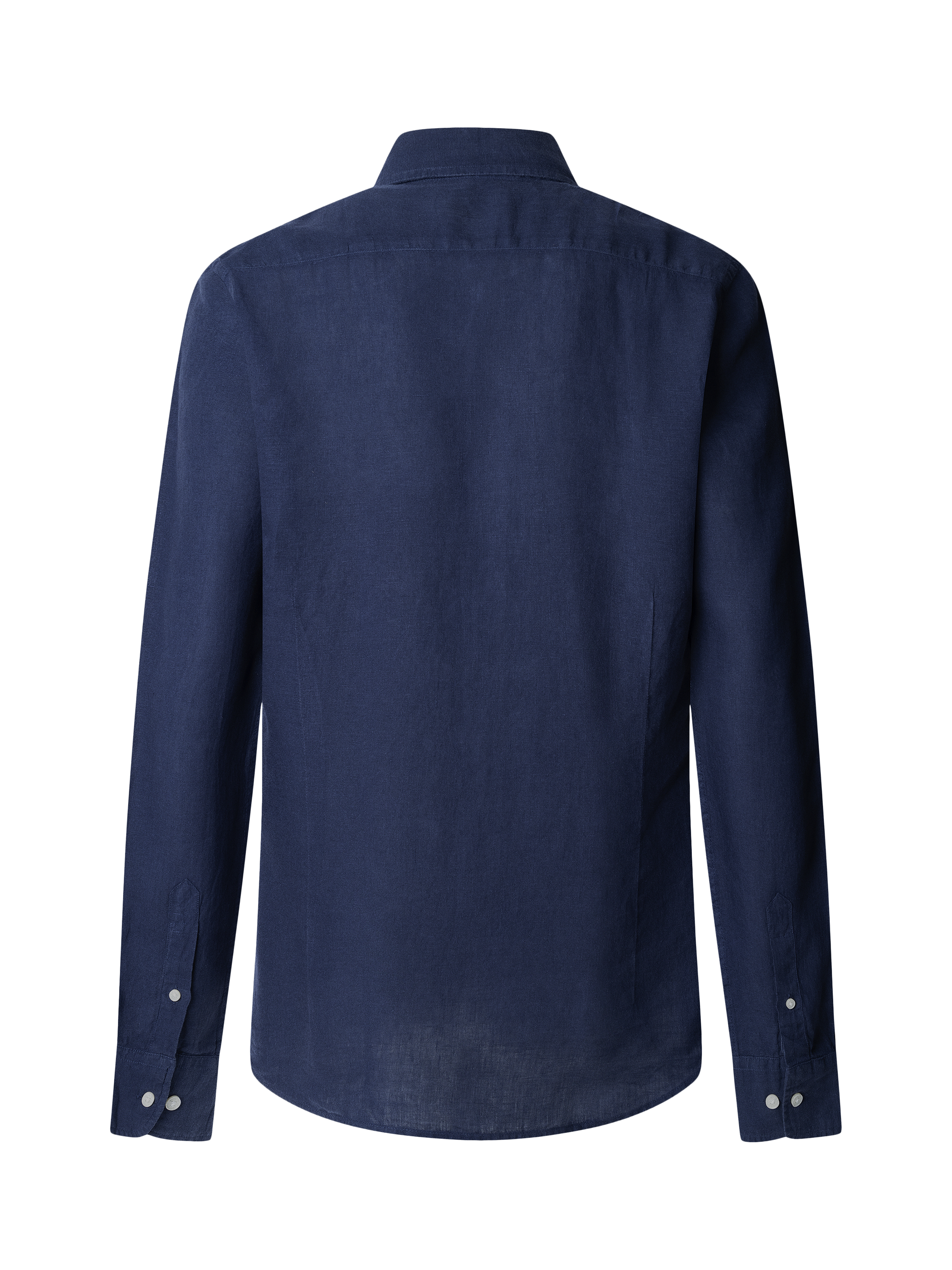Product image 7 of 7, which shows Hackett London Linen Tailored Fit Contrast Logo Shirt, Ink Blue, XS