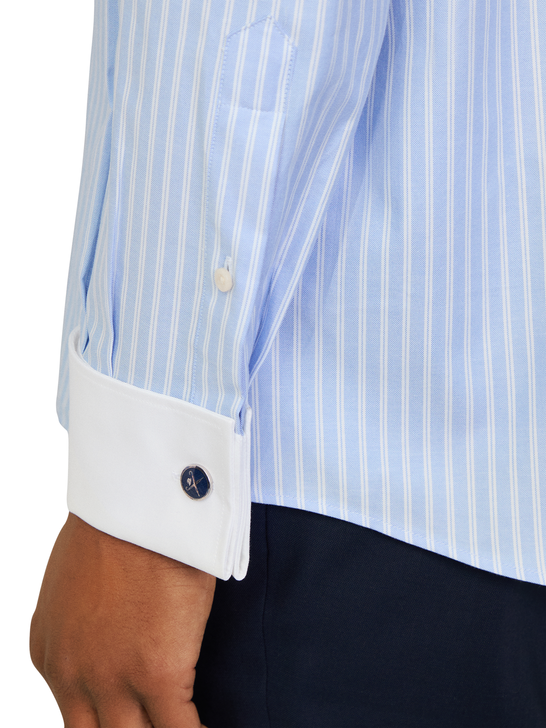 Product image 5 of 7, which shows Hackett London Cotton Regular Fit Knightsbridge Cutaway Collar Shirt, Sky Blue, XXL