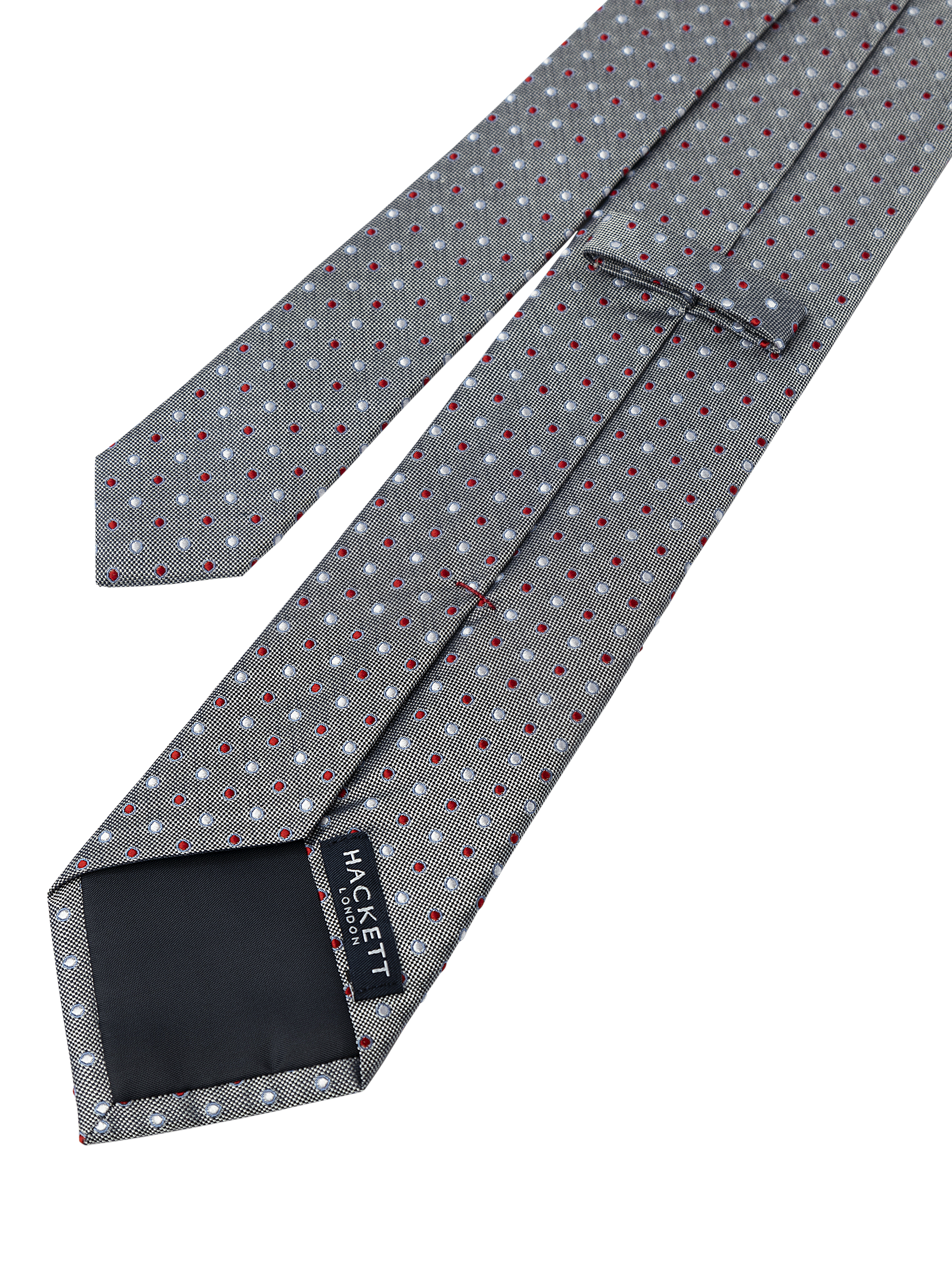 Product image 3 of 4, which shows Hackett London Silk Oxford Dot Tie, Mid Blue, 0