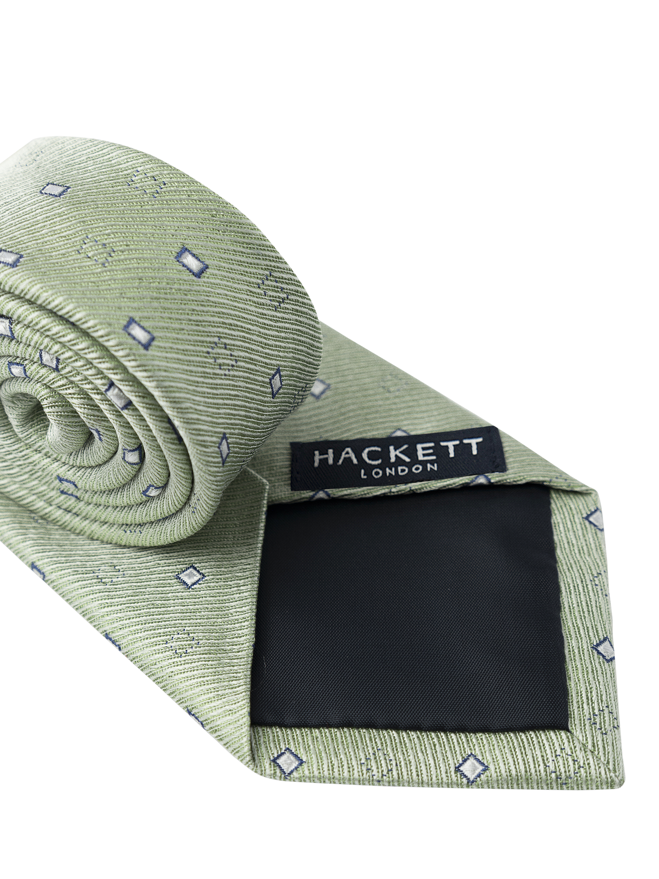 Product image 2 of 4, which shows Hackett London Silk Diamond Print Tie, Green