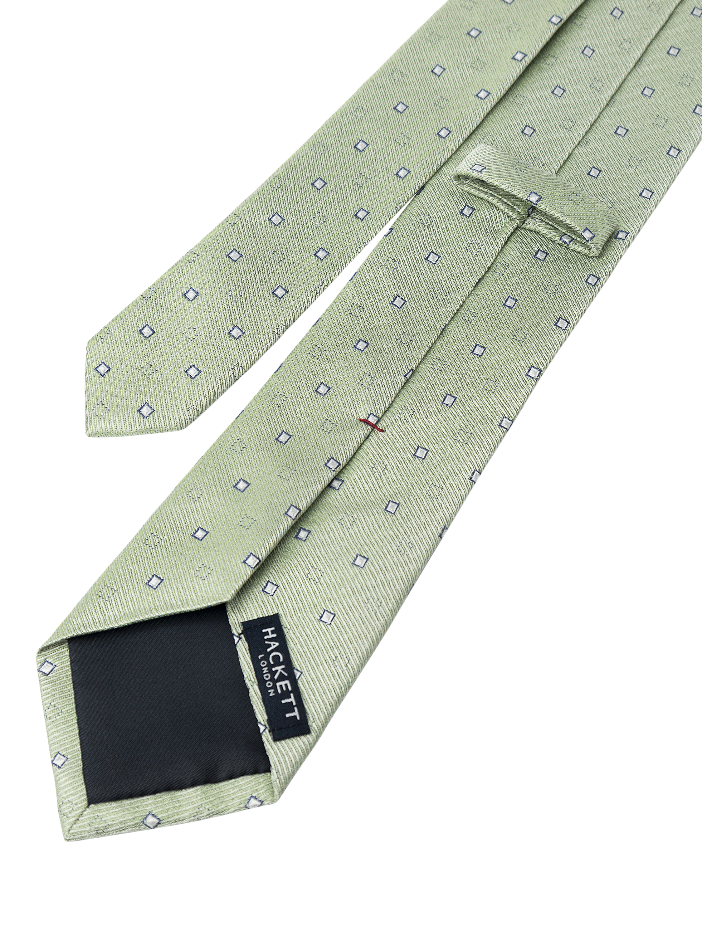 Product image 3 of 4, which shows Hackett London Silk Diamond Print Tie, Green