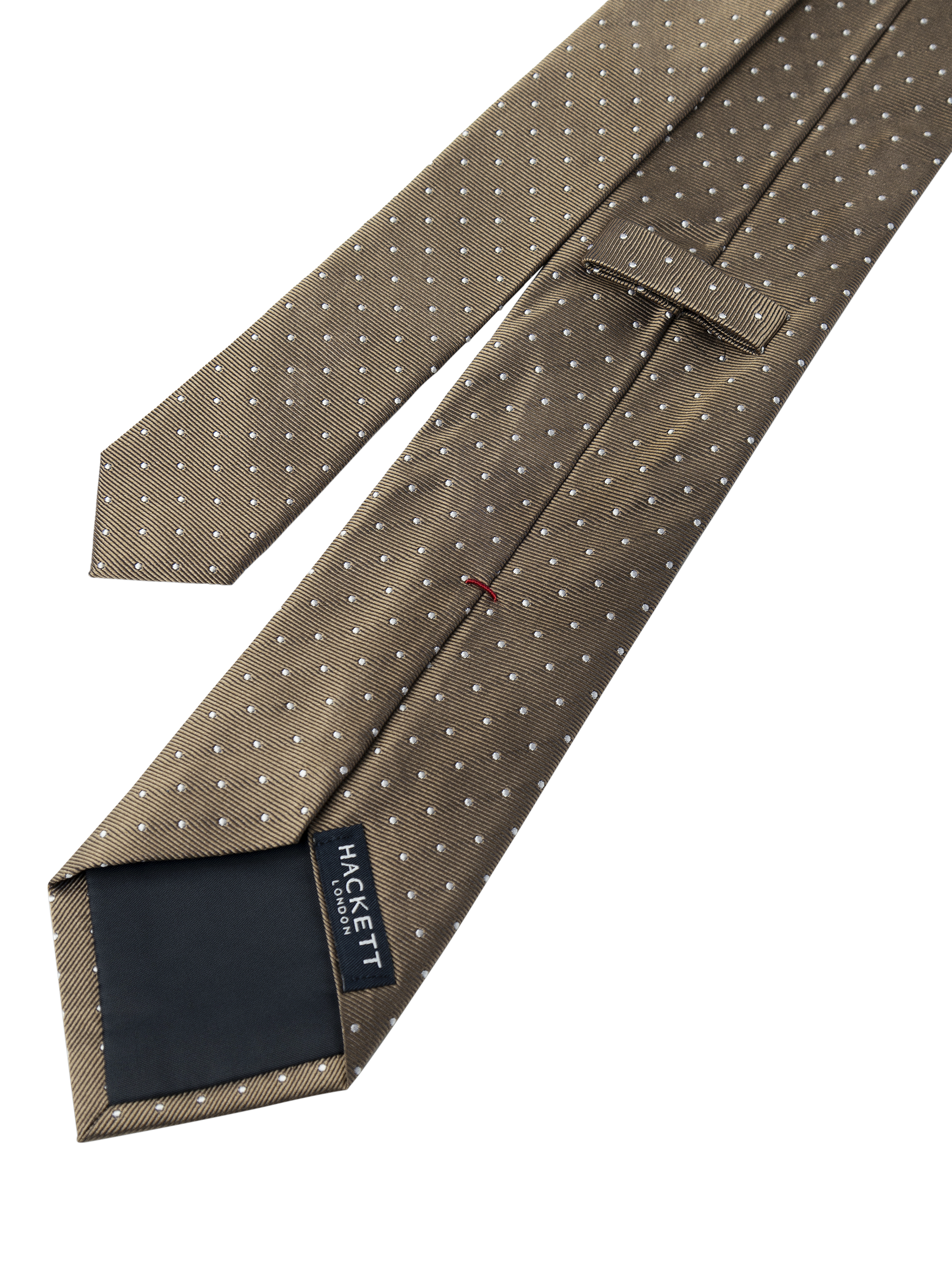 Product image 3 of 4, which shows Hackett London Silk Mayfair Dot Tie, Tan Brown, 0